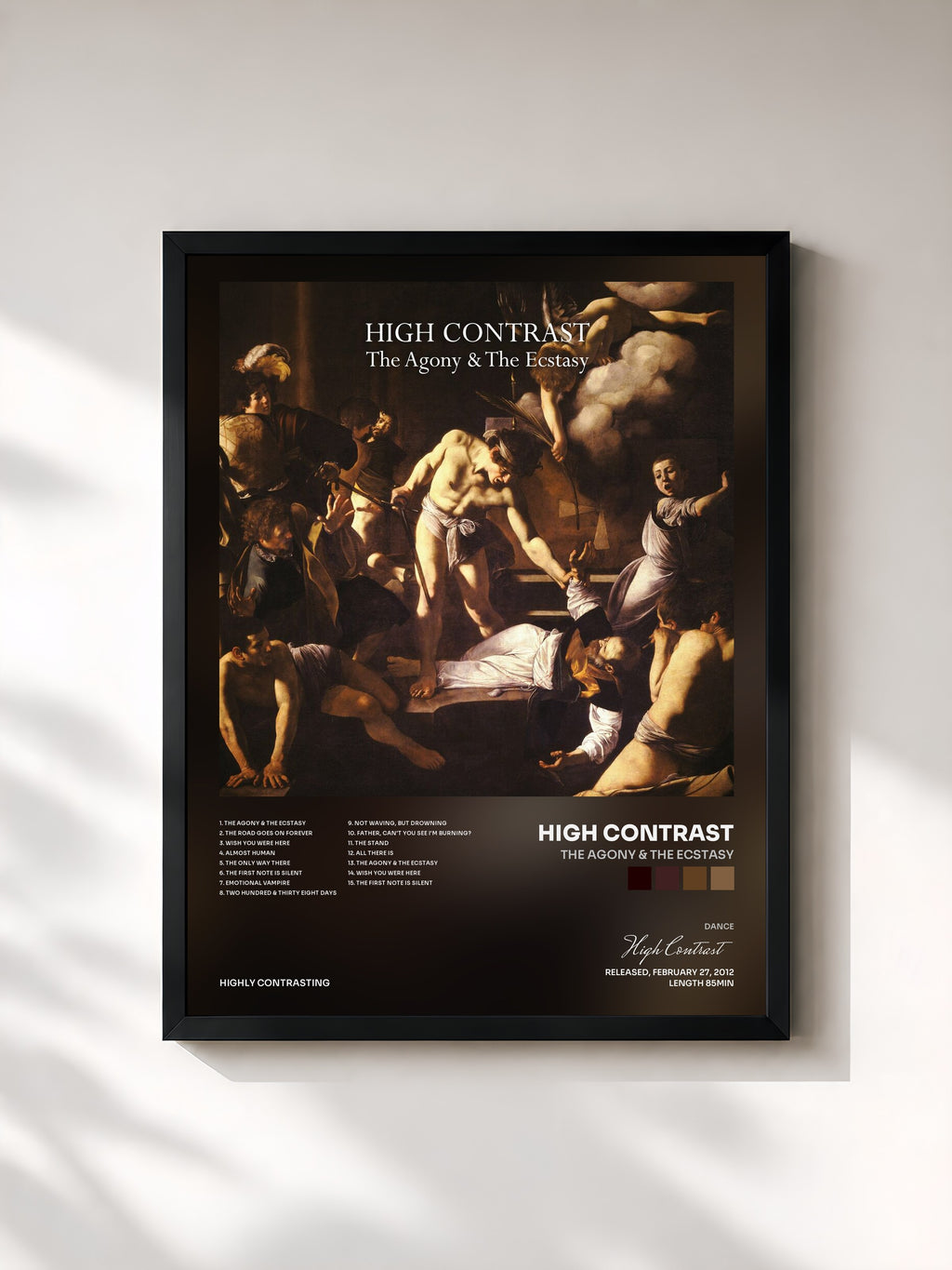 #noir Tableau de l'album The Agony & The Ecstasy de High Contrast, cadre noir, imprimé et encadré en France