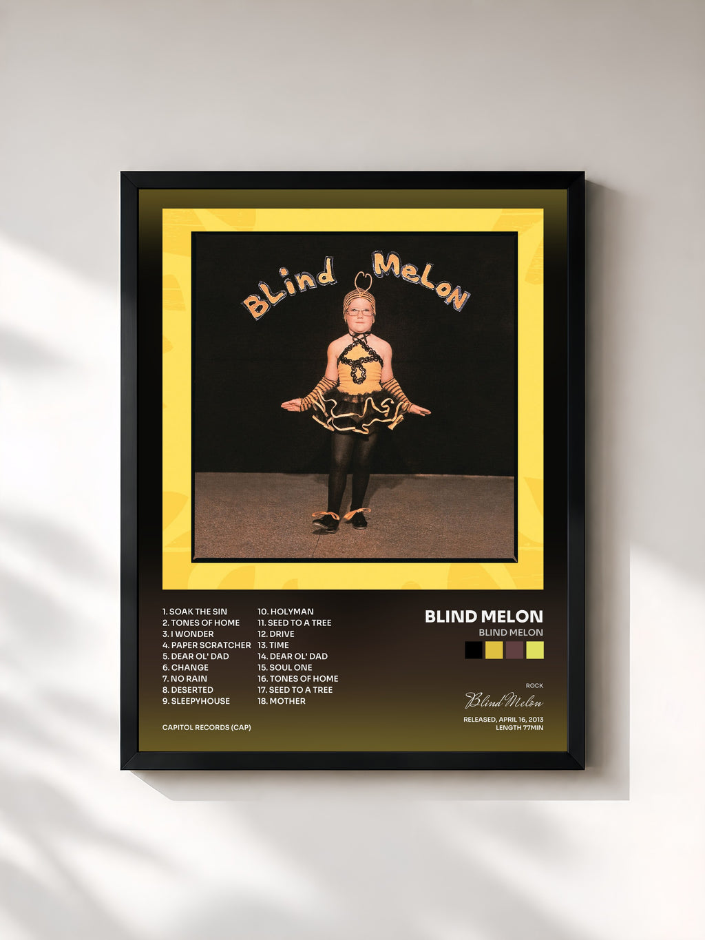 #noir Tableau de l'album Blind Melon de Blind Melon, cadre noir, imprimé et encadré en France