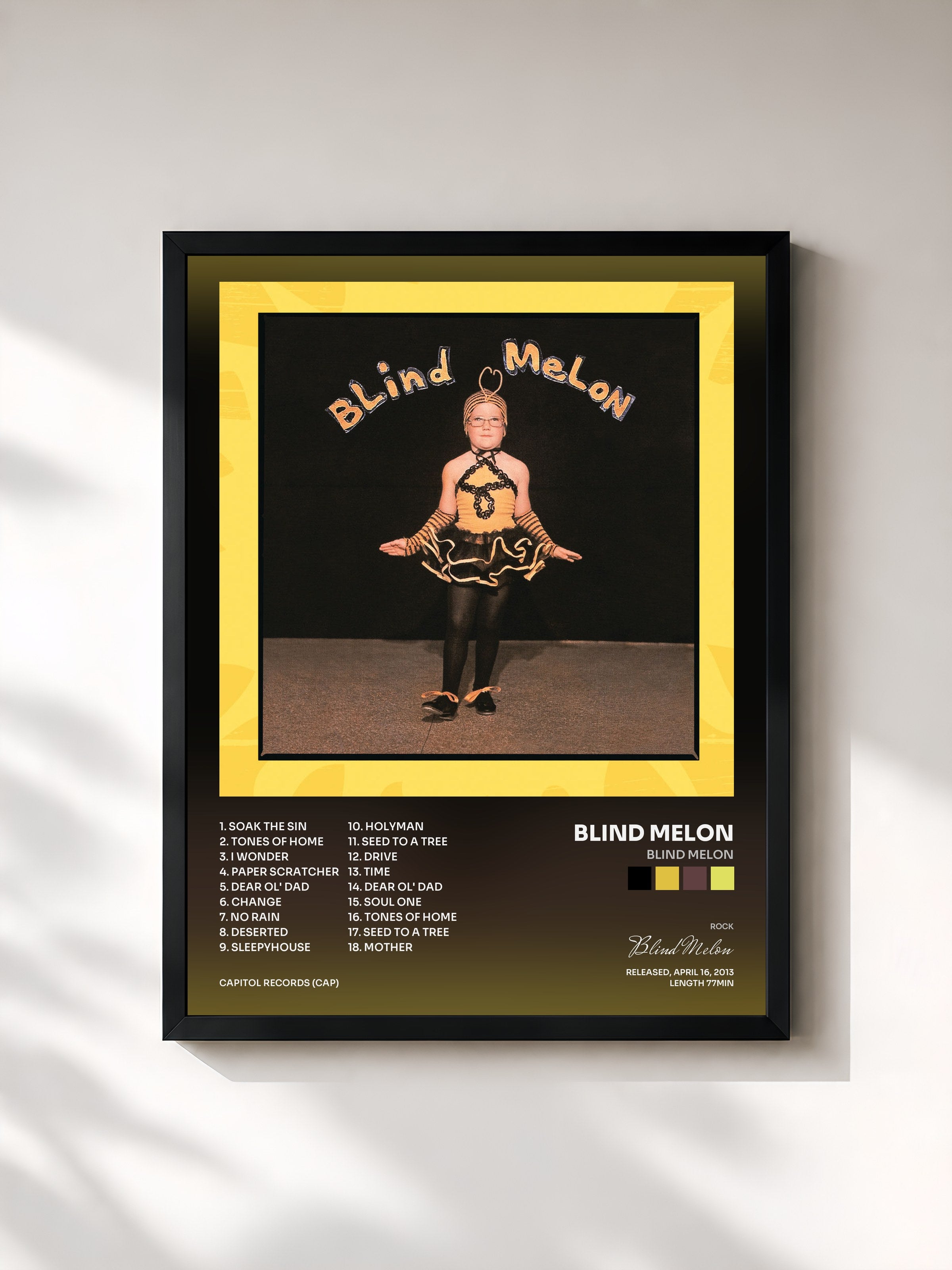 #noir Tableau de l'album Blind Melon de Blind Melon, cadre noir, imprimé et encadré en France