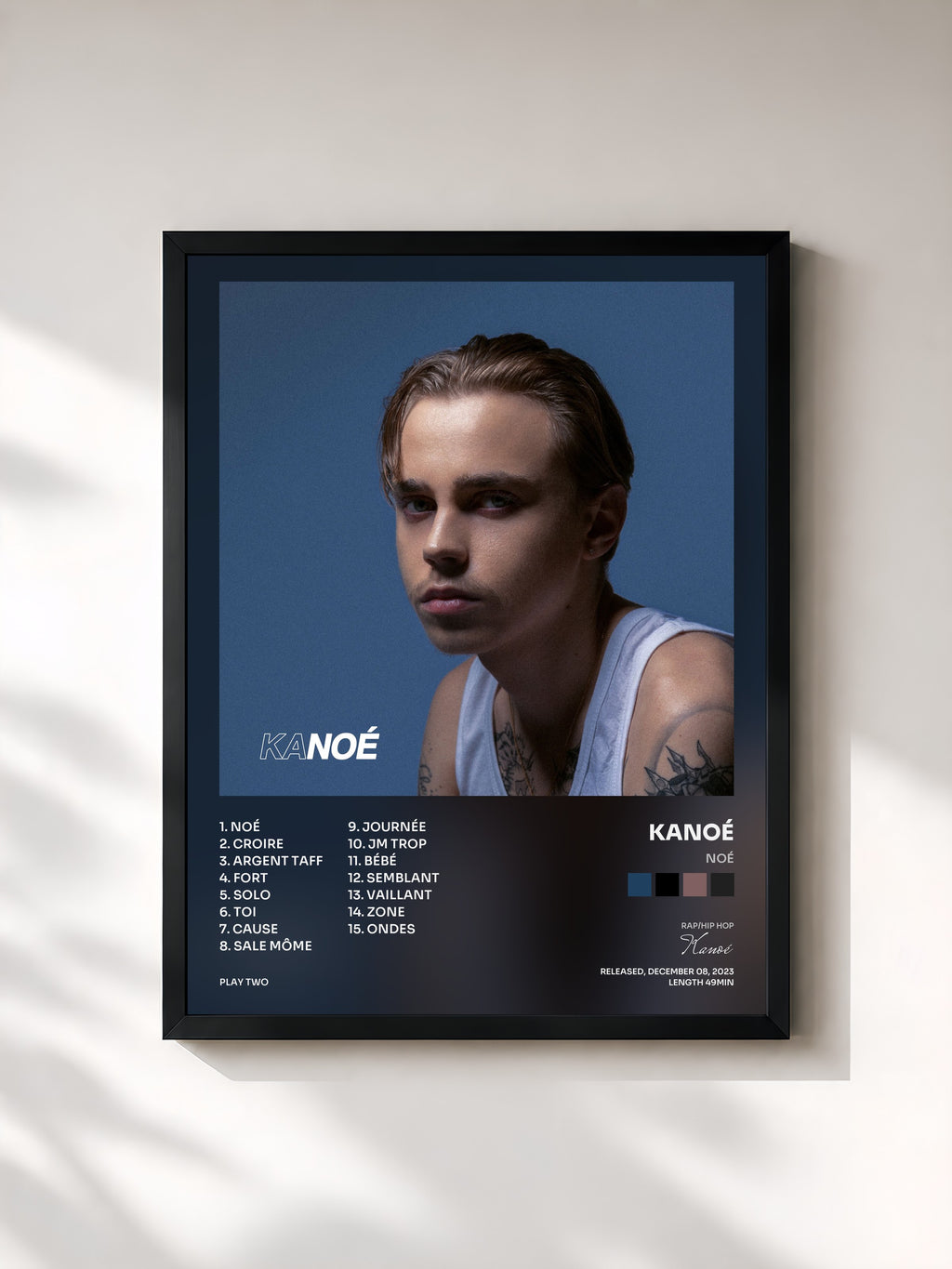 #noir Tableau de l'album NOÉ de Kanoé, cadre noir, imprimé et encadré en France
