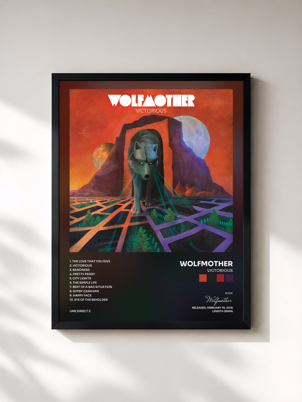 #noir Tableau de l'album Victorious de Wolfmother, cadre noir, imprimé et encadré en France