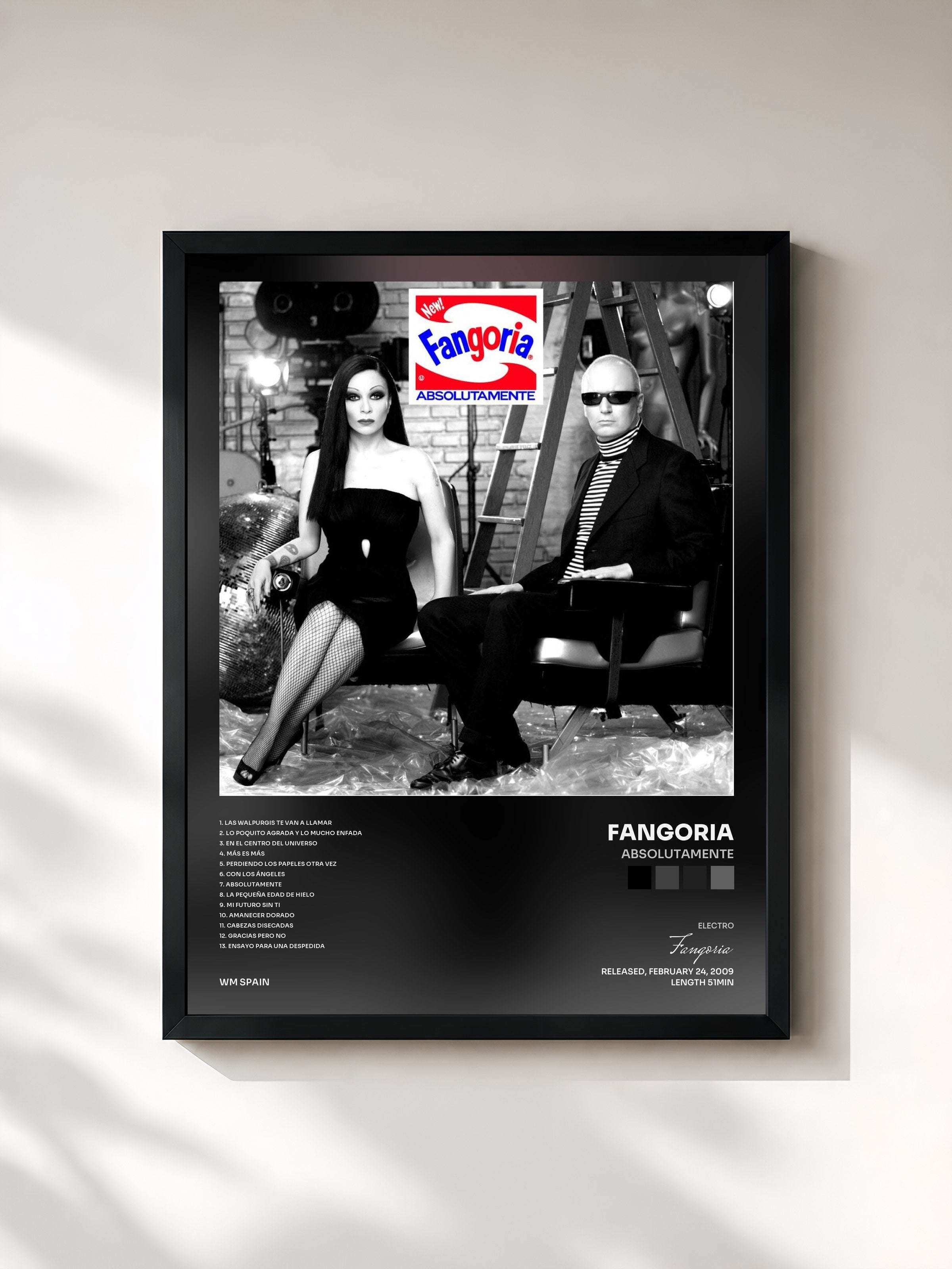 #noir Tableau de l'album Absolutamente de Fangoria, cadre noir, imprimé et encadré en France