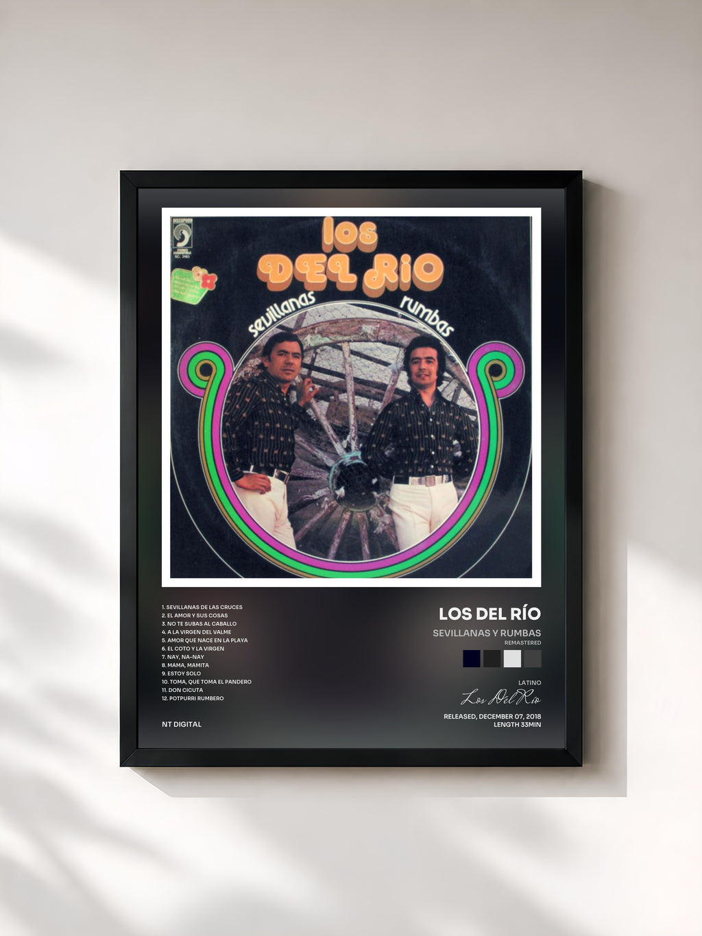 #noir Tableau de l'album Sevillanas y Rumbas (Remastered) de Los Del Río, cadre noir, imprimé et encadré en France