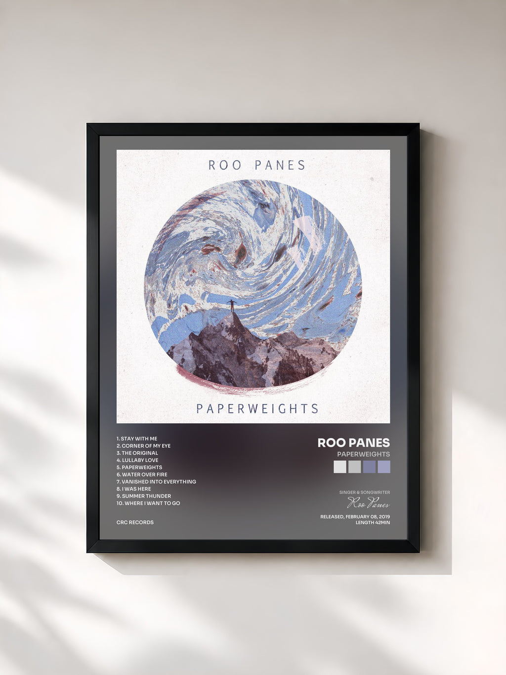 #noir Tableau de l'album Paperweights de Roo Panes, cadre noir, imprimé et encadré en France