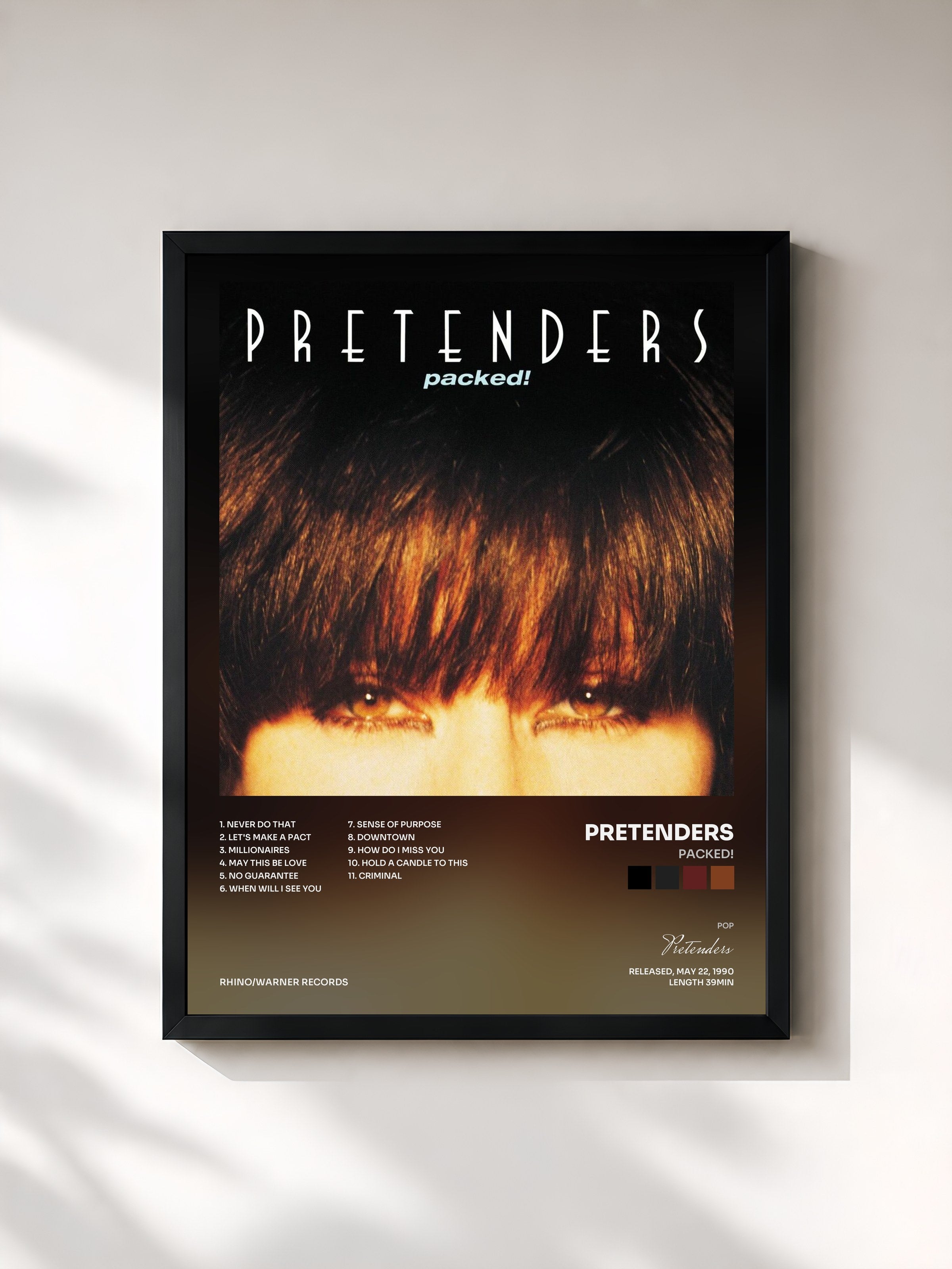 #noir Tableau de l'album Packed! de Pretenders, cadre noir, imprimé et encadré en France