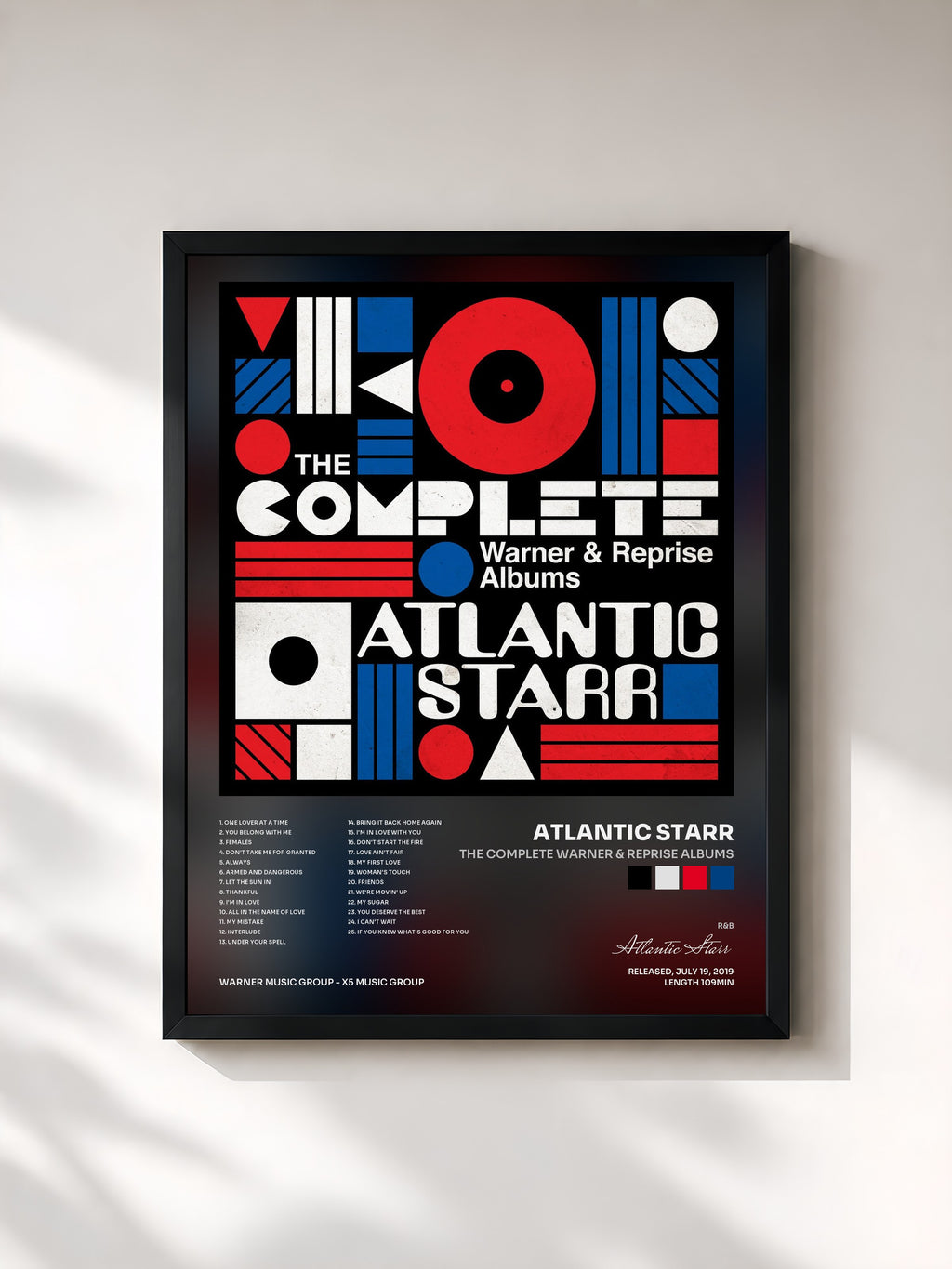 #noir Tableau de l'album The Complete Warner & Reprise Albums de Atlantic Starr, cadre noir, imprimé et encadré en France