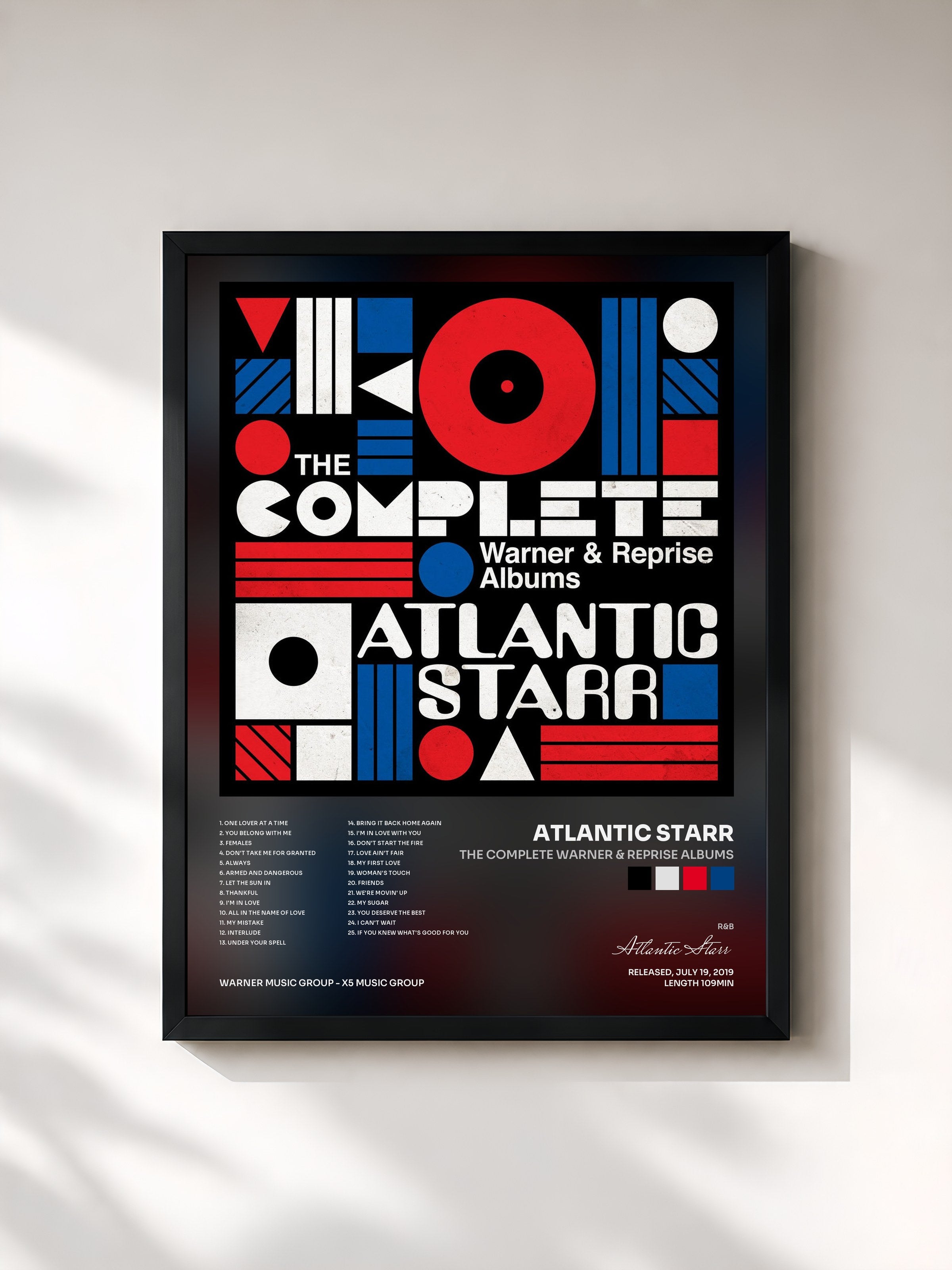 #noir Tableau de l'album The Complete Warner & Reprise Albums de Atlantic Starr, cadre noir, imprimé et encadré en France
