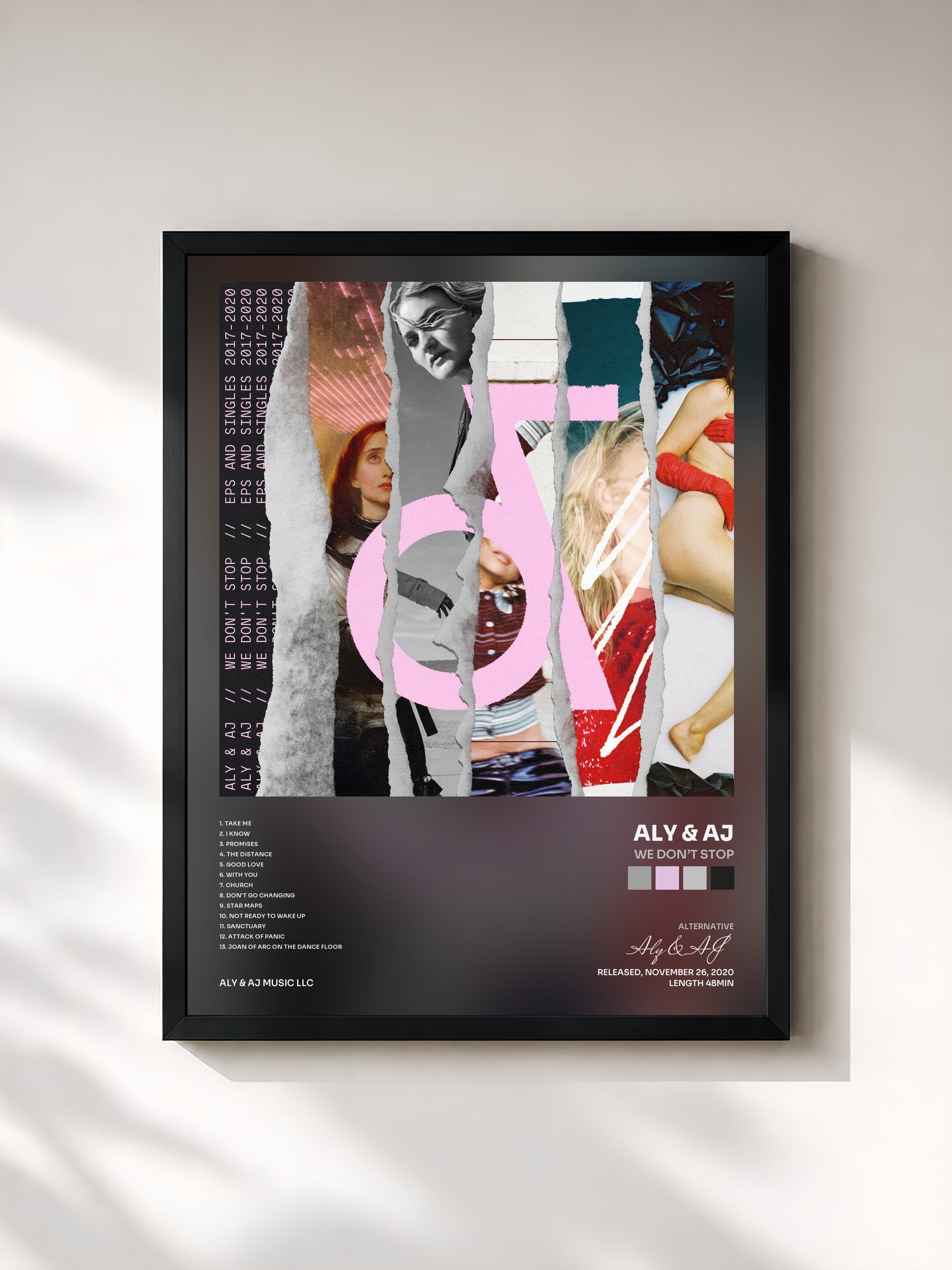 #noir Tableau de l'album We Don’t Stop de Aly & AJ, cadre noir, imprimé et encadré en France
