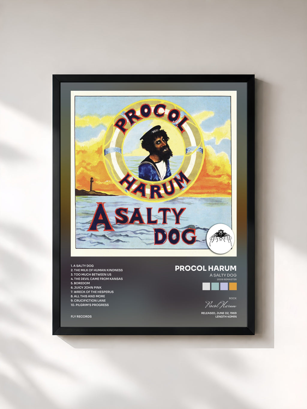 #noir Tableau de l'album A Salty Dog (2009 Remaster) de Procol Harum, cadre noir, imprimé et encadré en France