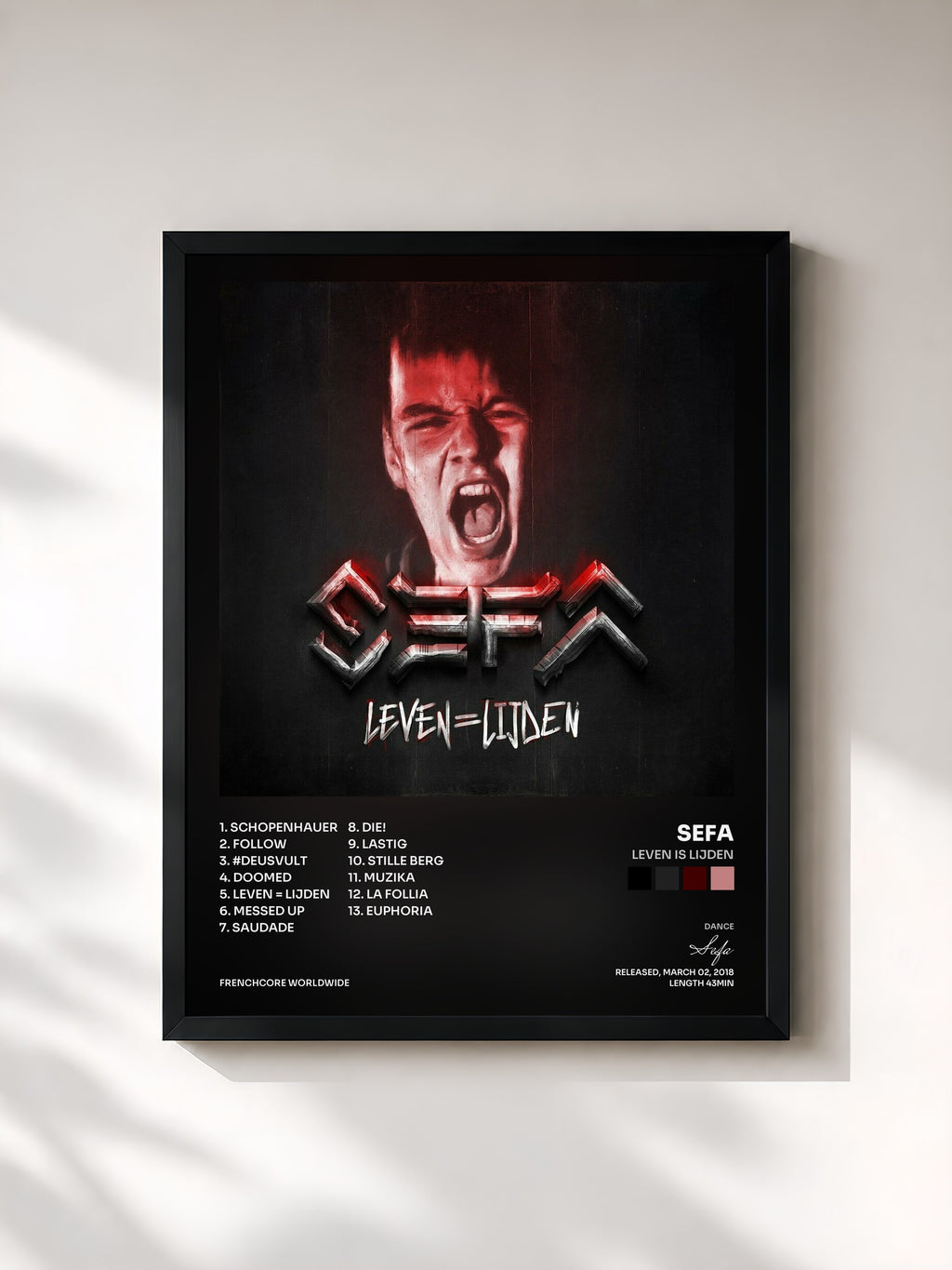 #noir Tableau de l'album Leven Is Lijden de Sefa, cadre noir, imprimé et encadré en France