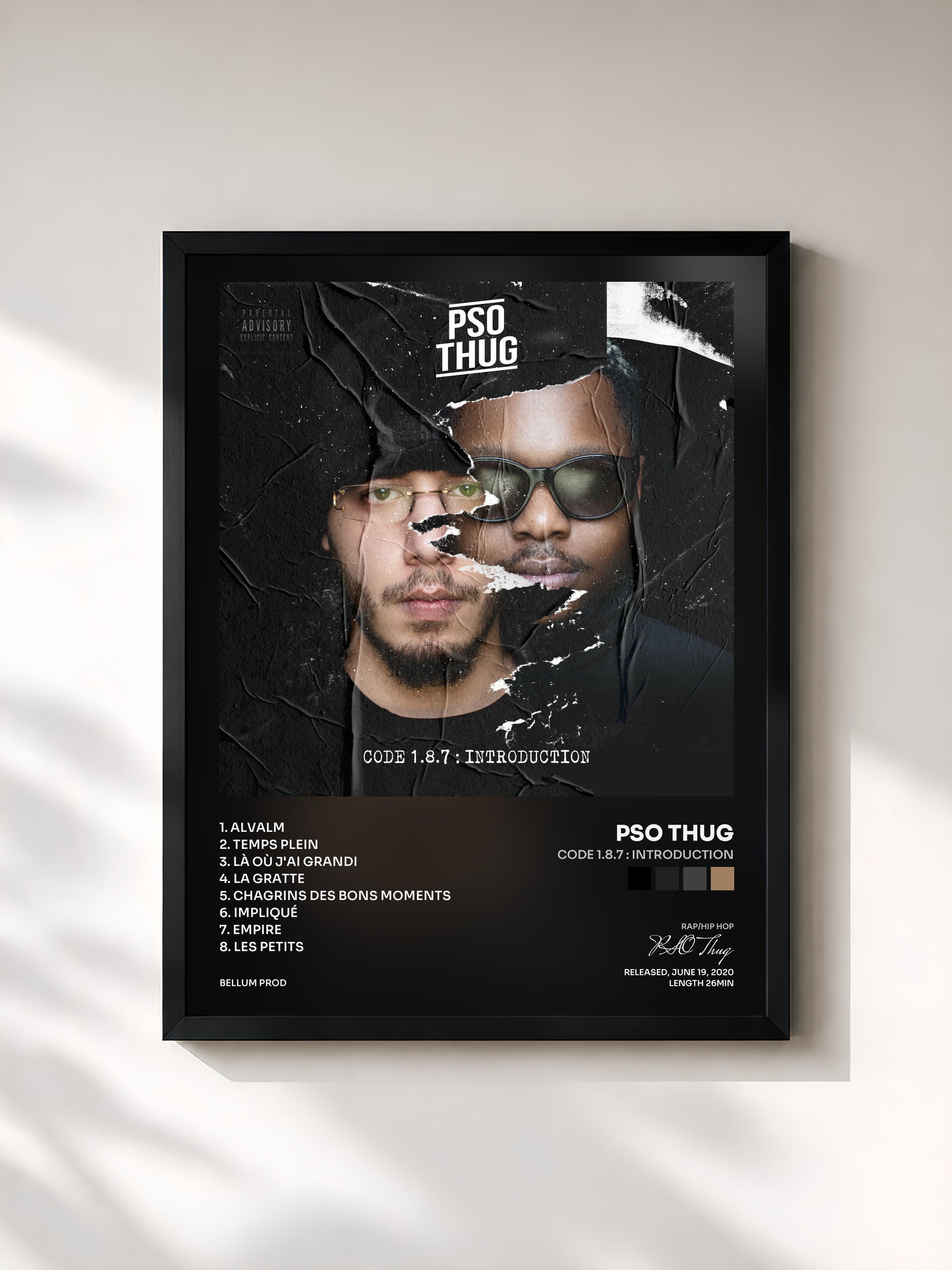 #noir Tableau de l'album Code 1.8.7 : Introduction de PSO Thug, cadre noir, imprimé et encadré en France