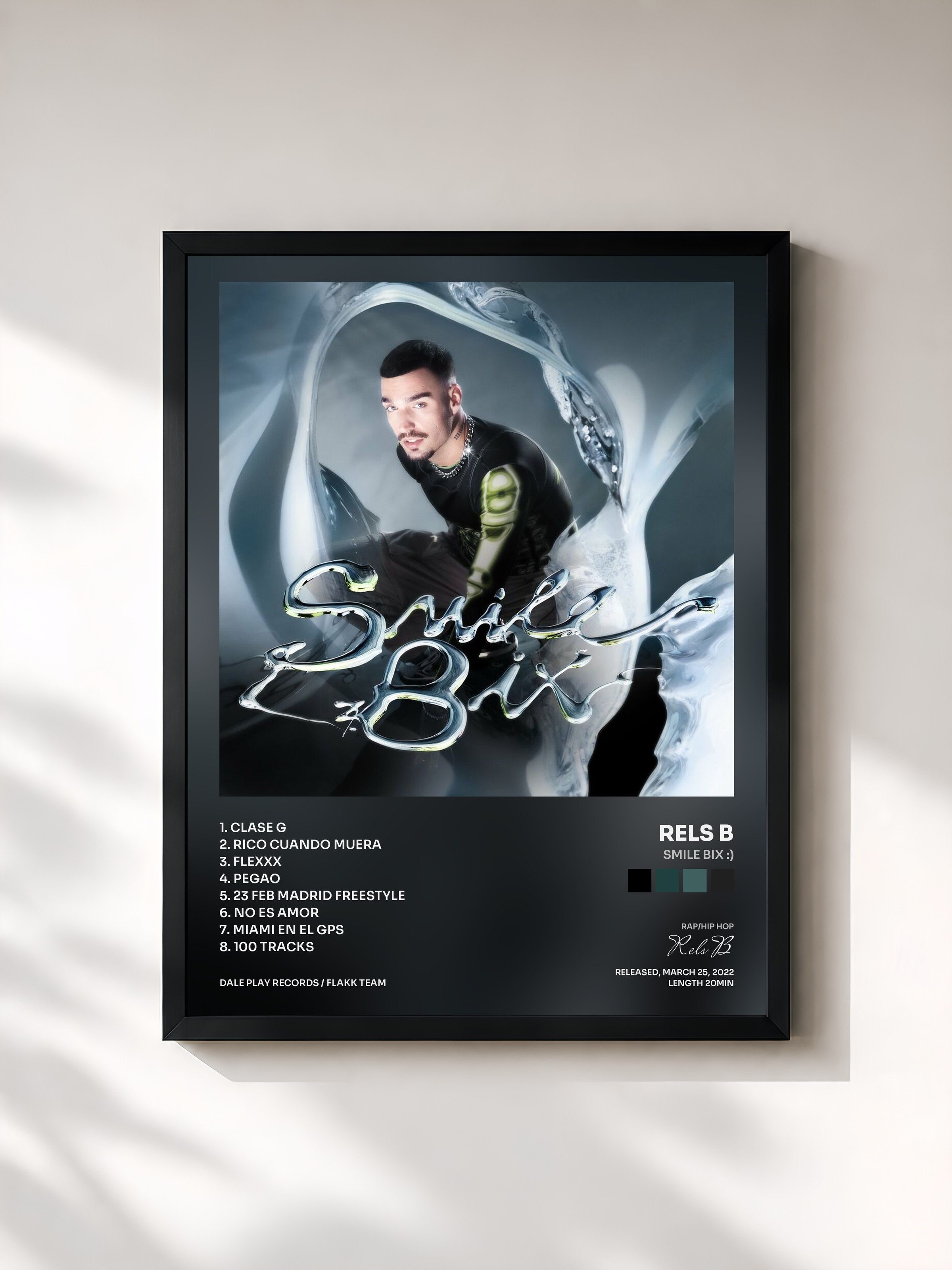 #noir Tableau de l'album SMILE BIX :) de Rels B, cadre noir, imprimé et encadré en France