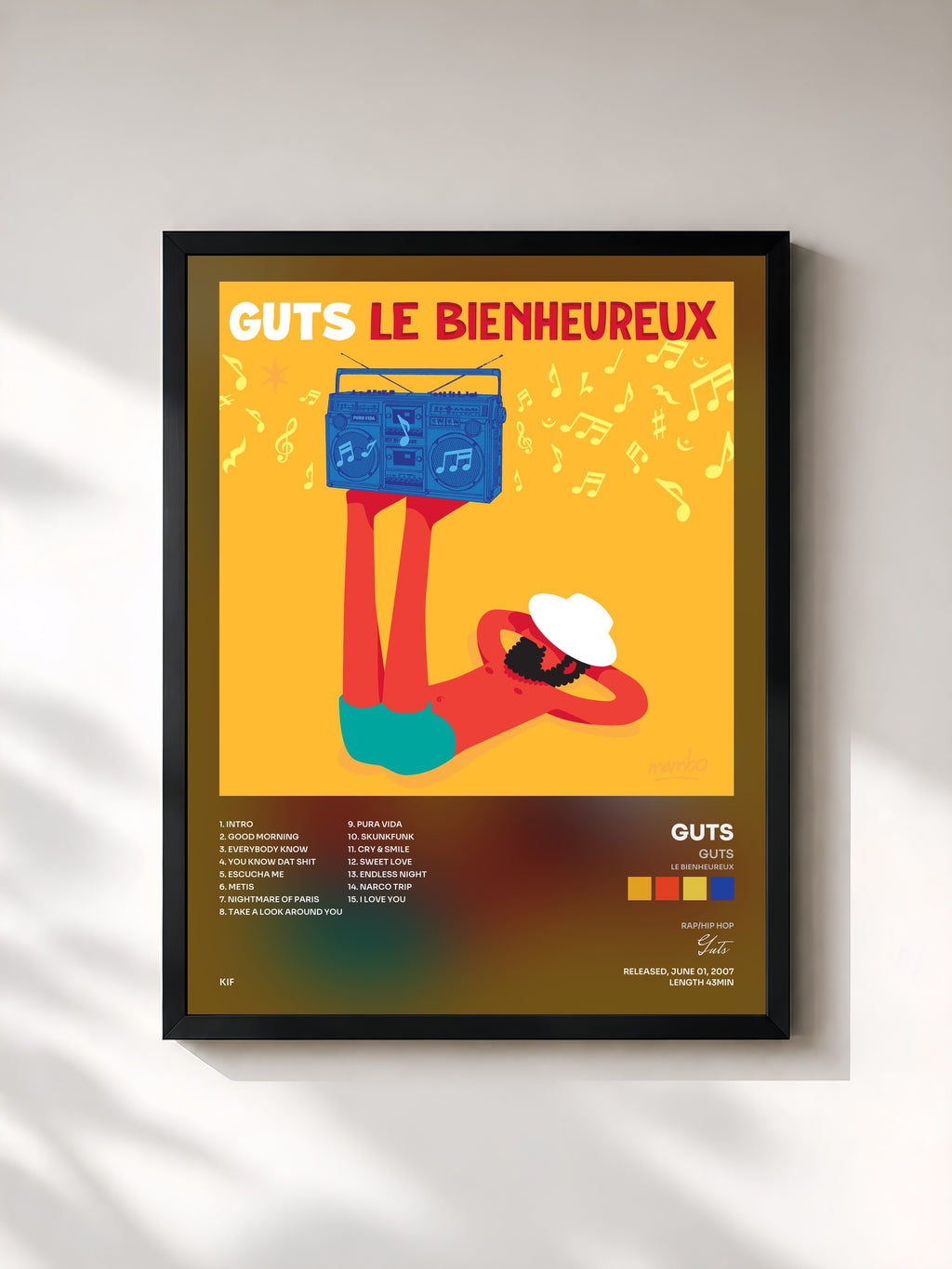#noir Tableau de l'album Guts (Le Bienheureux) de Guts, cadre noir, imprimé et encadré en France