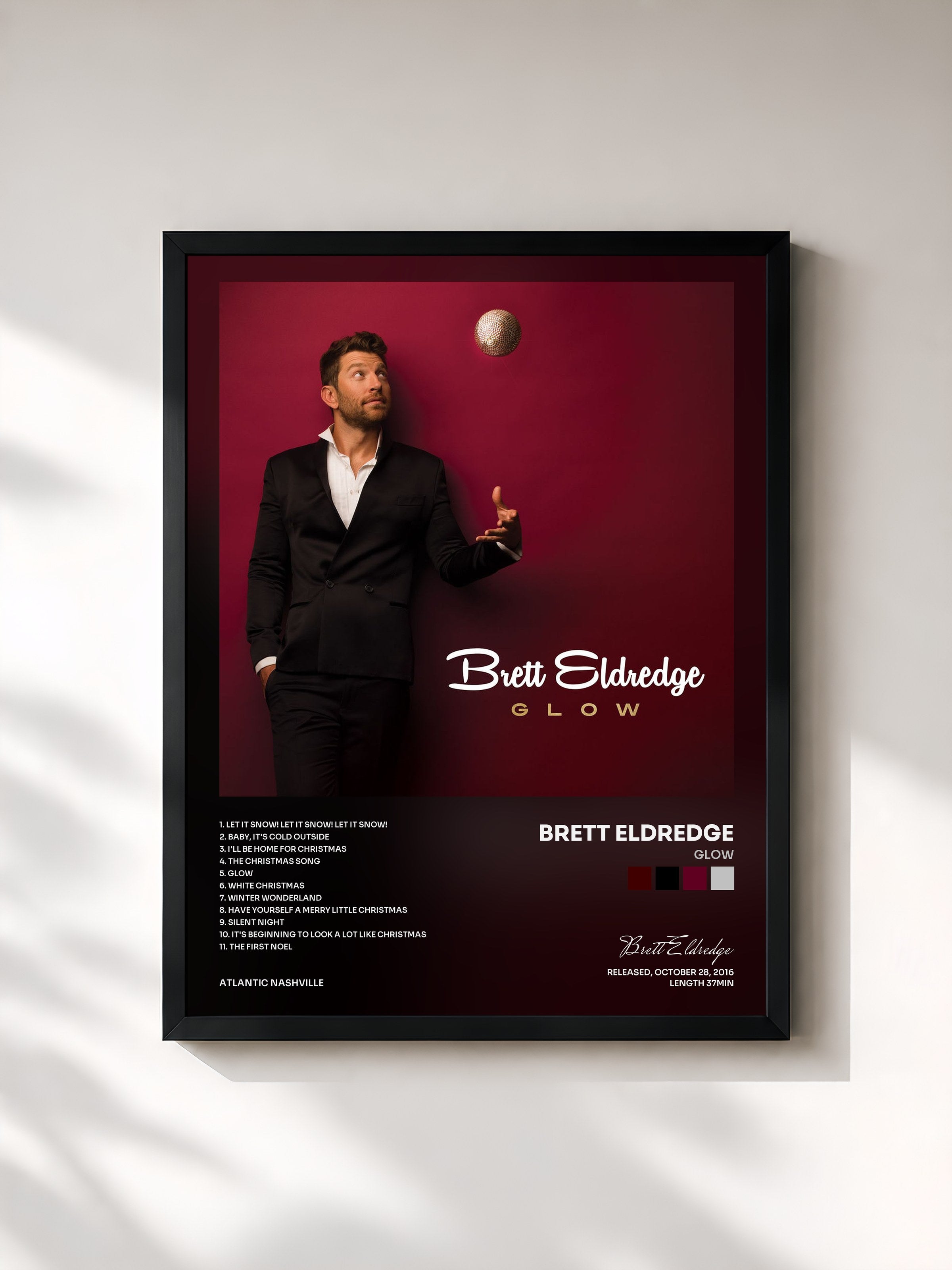#noir Tableau de l'album Glow de Brett Eldredge, cadre noir, imprimé et encadré en France