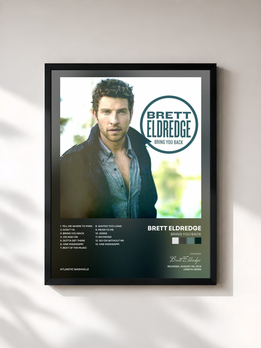 #noir Tableau de l'album Bring You Back de Brett Eldredge, cadre noir, imprimé et encadré en France