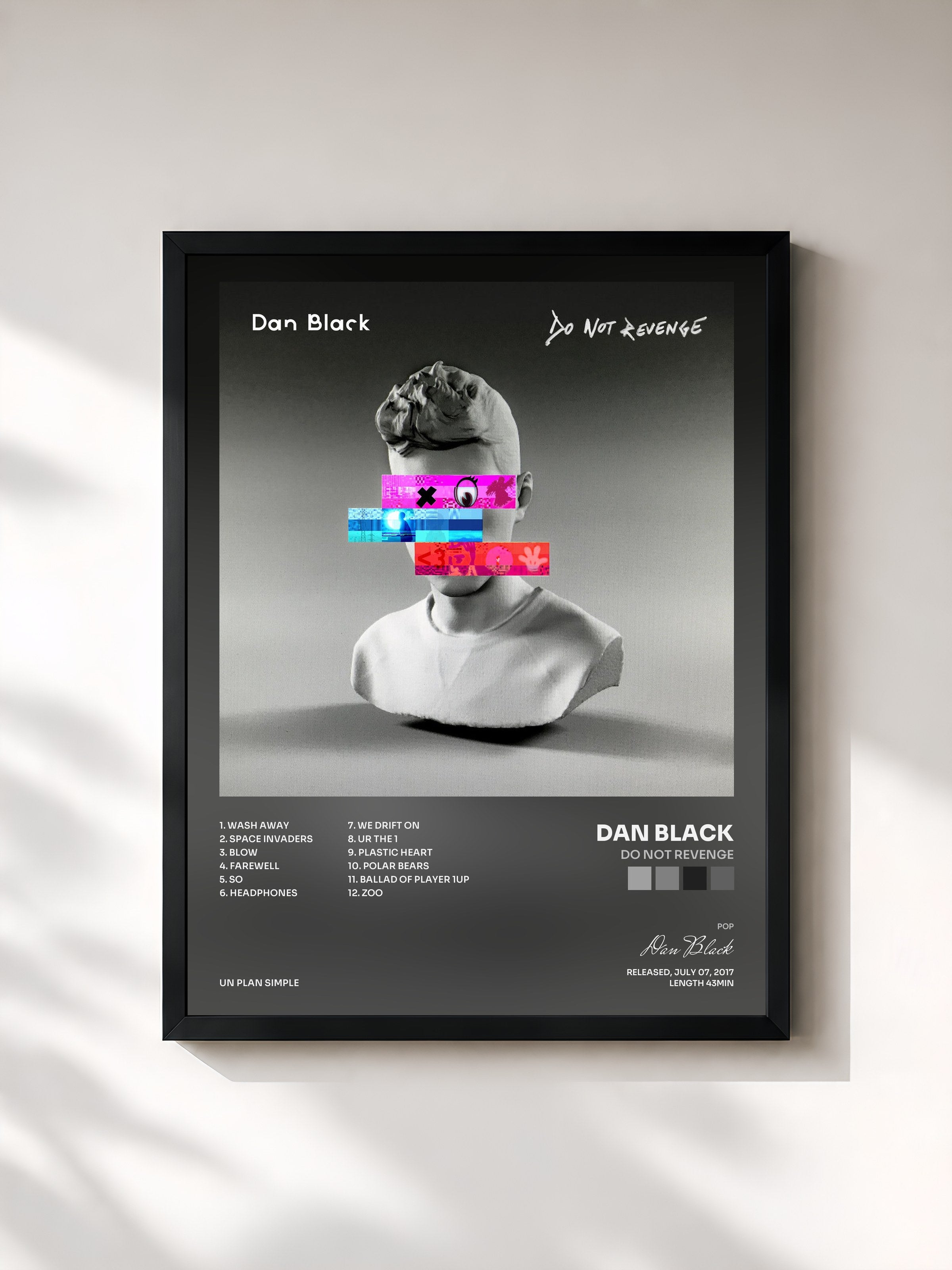 #noir Tableau de l'album Do Not Revenge de Dan Black, cadre noir, imprimé et encadré en France