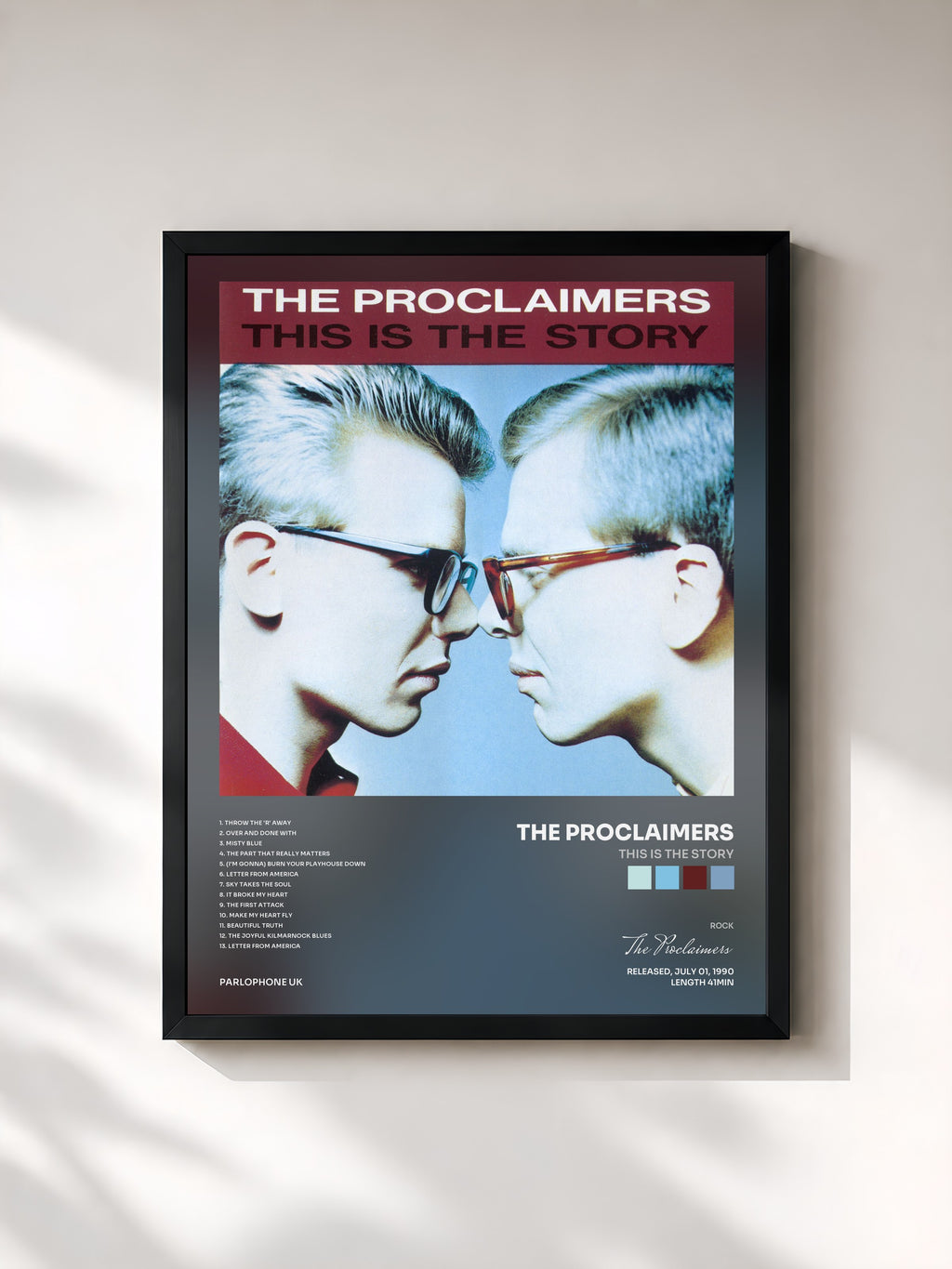 #noir Tableau de l'album This Is the Story de The Proclaimers, cadre noir, imprimé et encadré en France