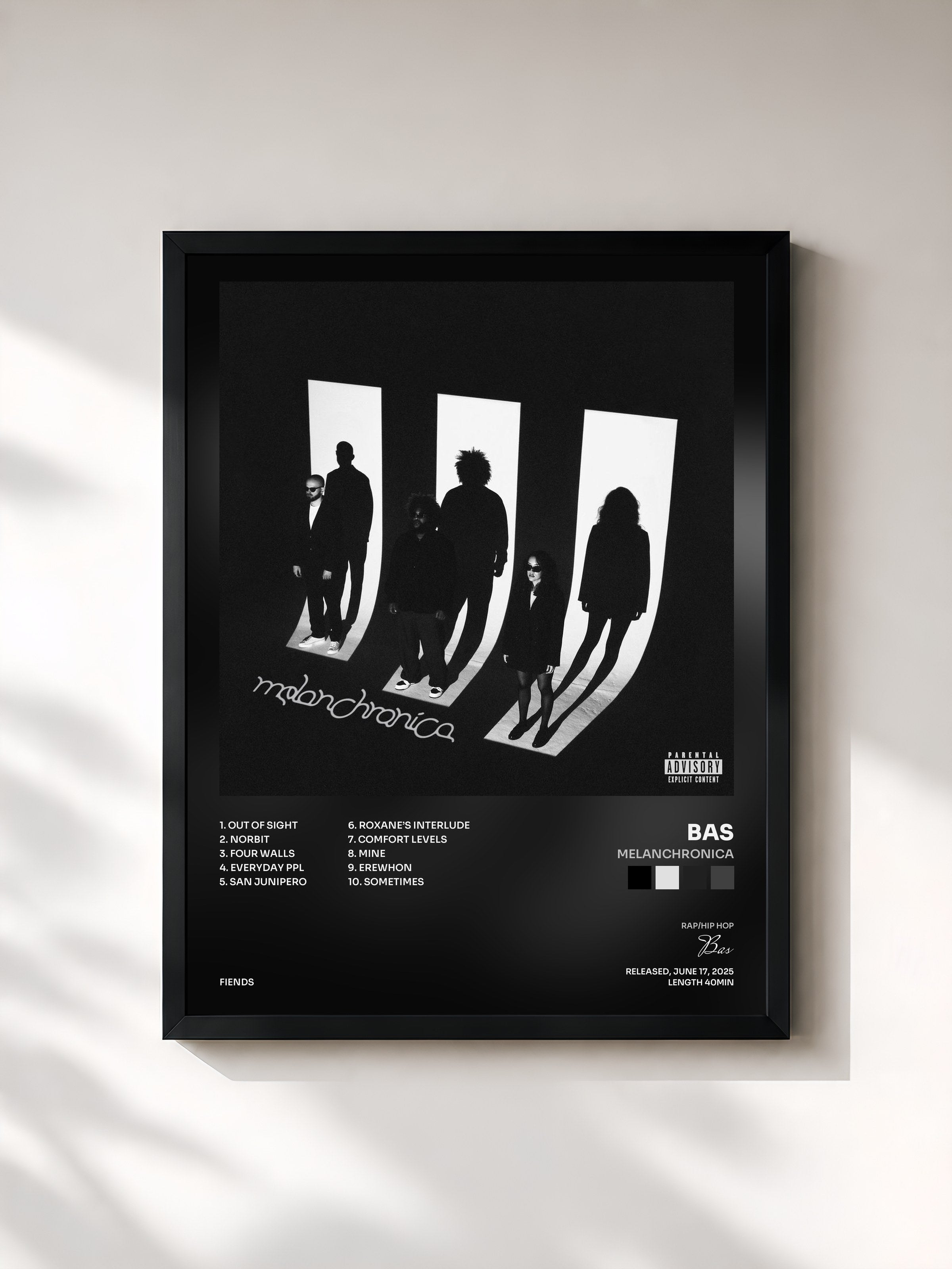 #noir Tableau de l'album Melanchronica de Bas, cadre noir, imprimé et encadré en France