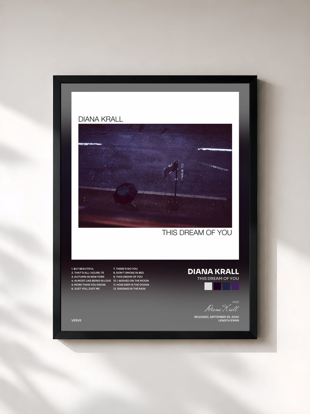 #noir Tableau de l'album This Dream Of You de Diana Krall, cadre noir, imprimé et encadré en France