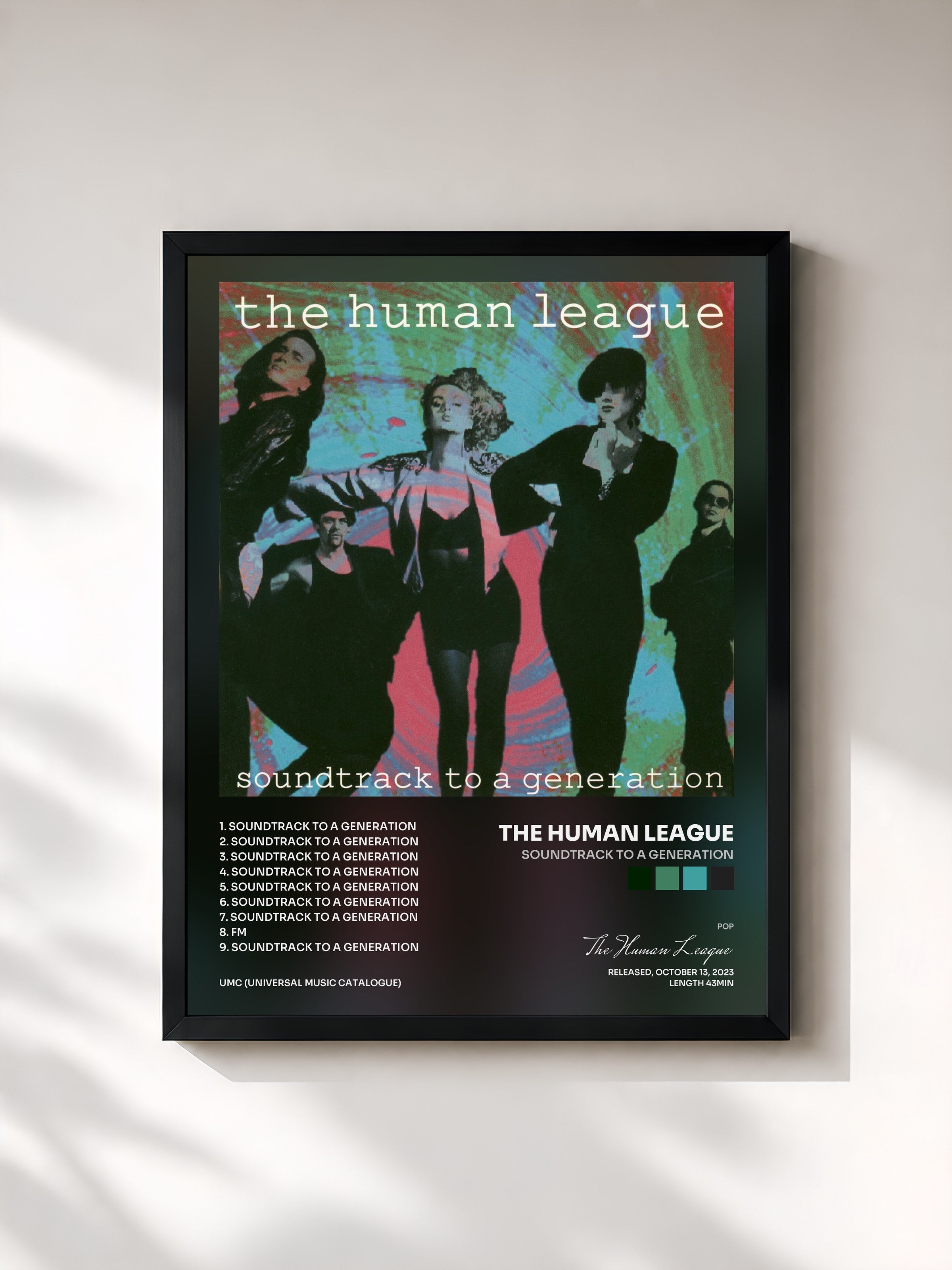 #noir Tableau de l'album Soundtrack To A Generation de The Human League, cadre noir, imprimé et encadré en France