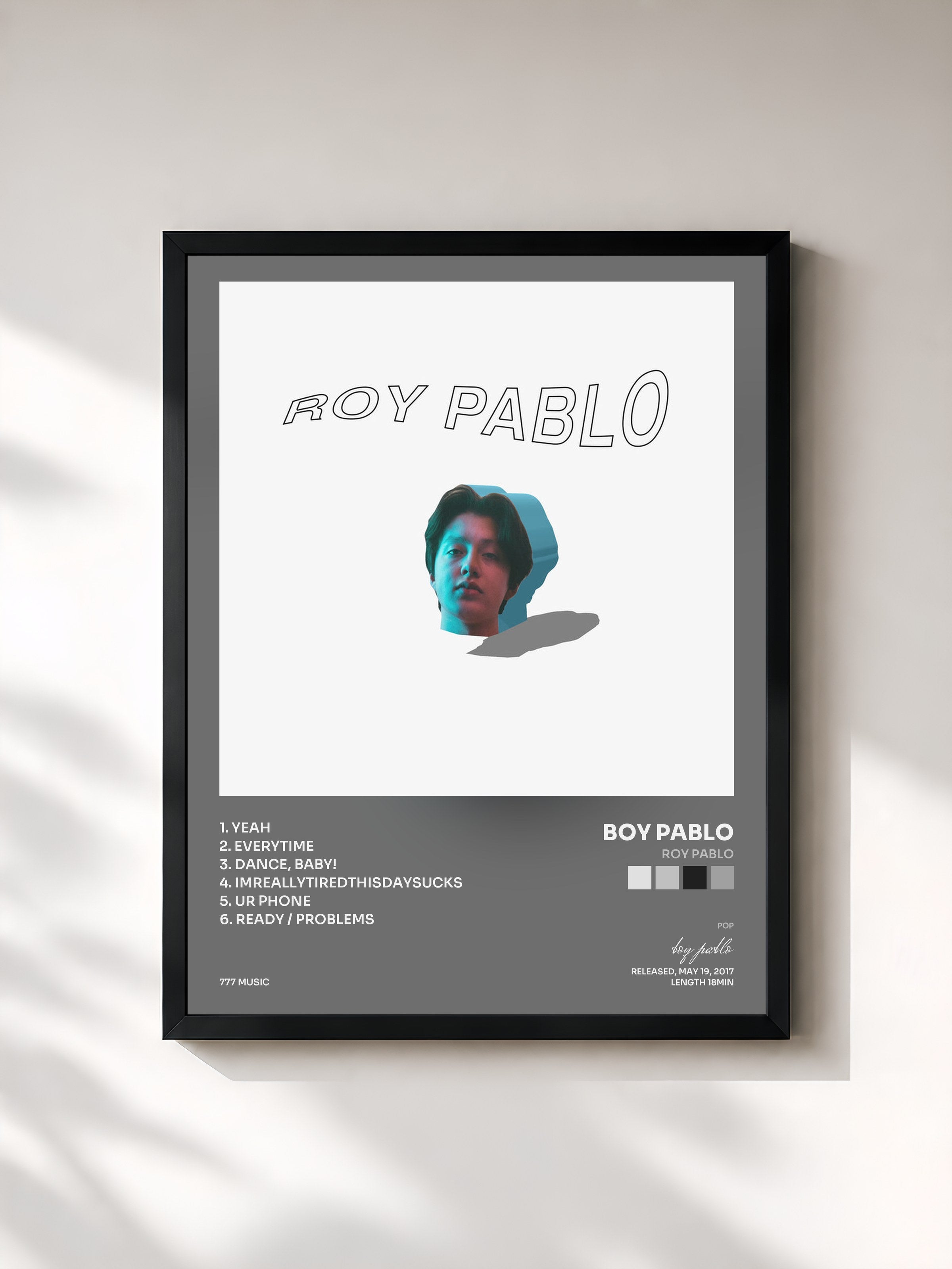 #noir Tableau de l'album Roy Pablo de boy pablo, cadre noir, imprimé et encadré en France