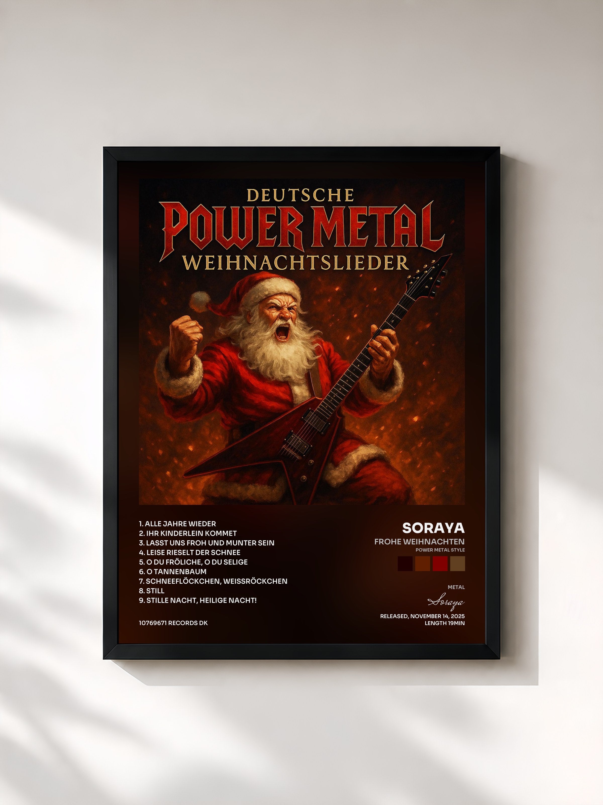 #noir Tableau de l'album Frohe Weihnachten (Power Metal Style) de Soraya, cadre noir, imprimé et encadré en France