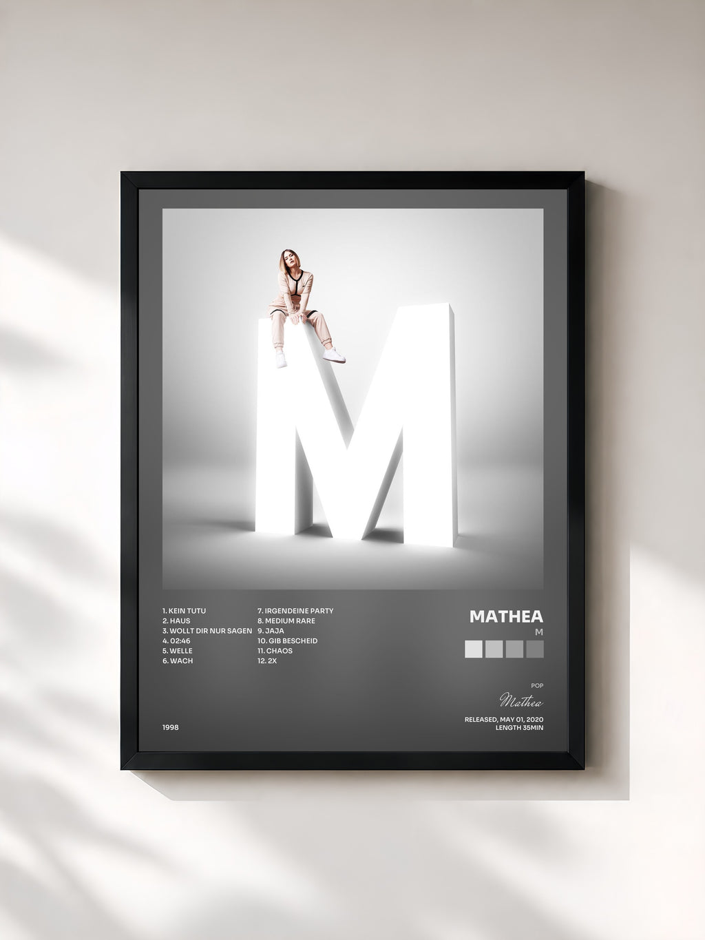 #noir Tableau de l'album M de Mathea, cadre noir, imprimé et encadré en France