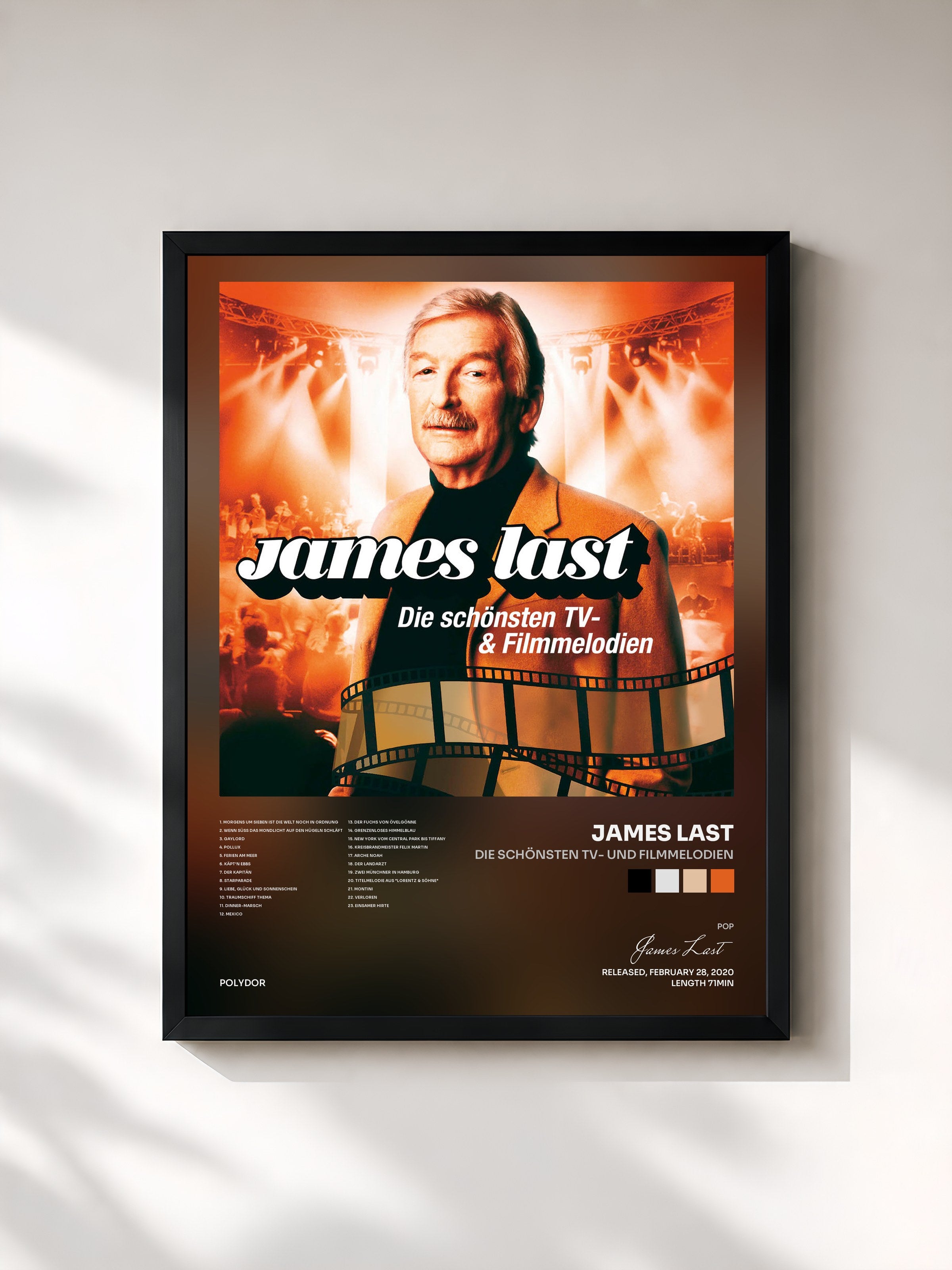 #noir Tableau de l'album Die schönsten TV- und Filmmelodien de James Last, cadre noir, imprimé et encadré en France