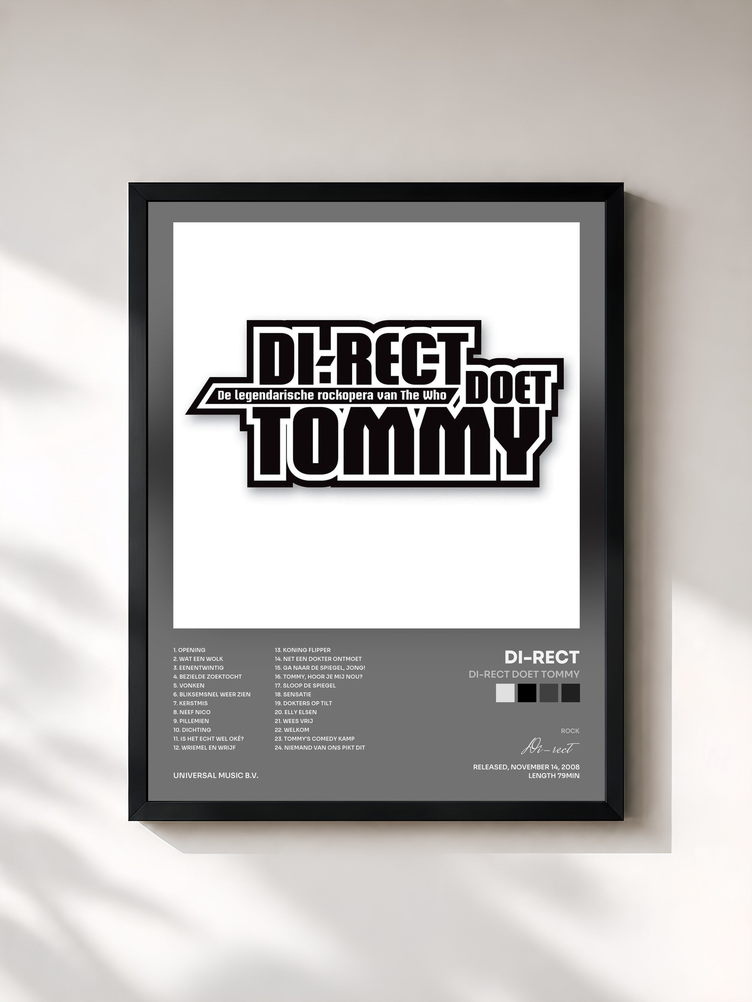 #noir Tableau de l'album DI-RECT Doet Tommy de Di-rect, cadre noir, imprimé et encadré en France