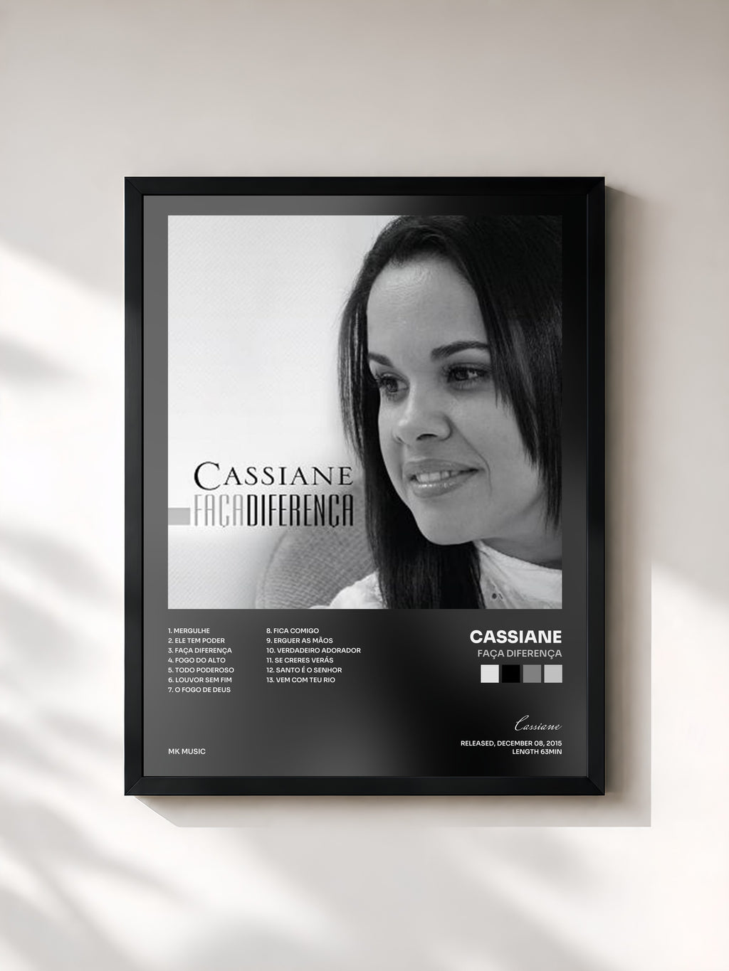 #noir Tableau de l'album Faça Diferença de Cassiane, cadre noir, imprimé et encadré en France