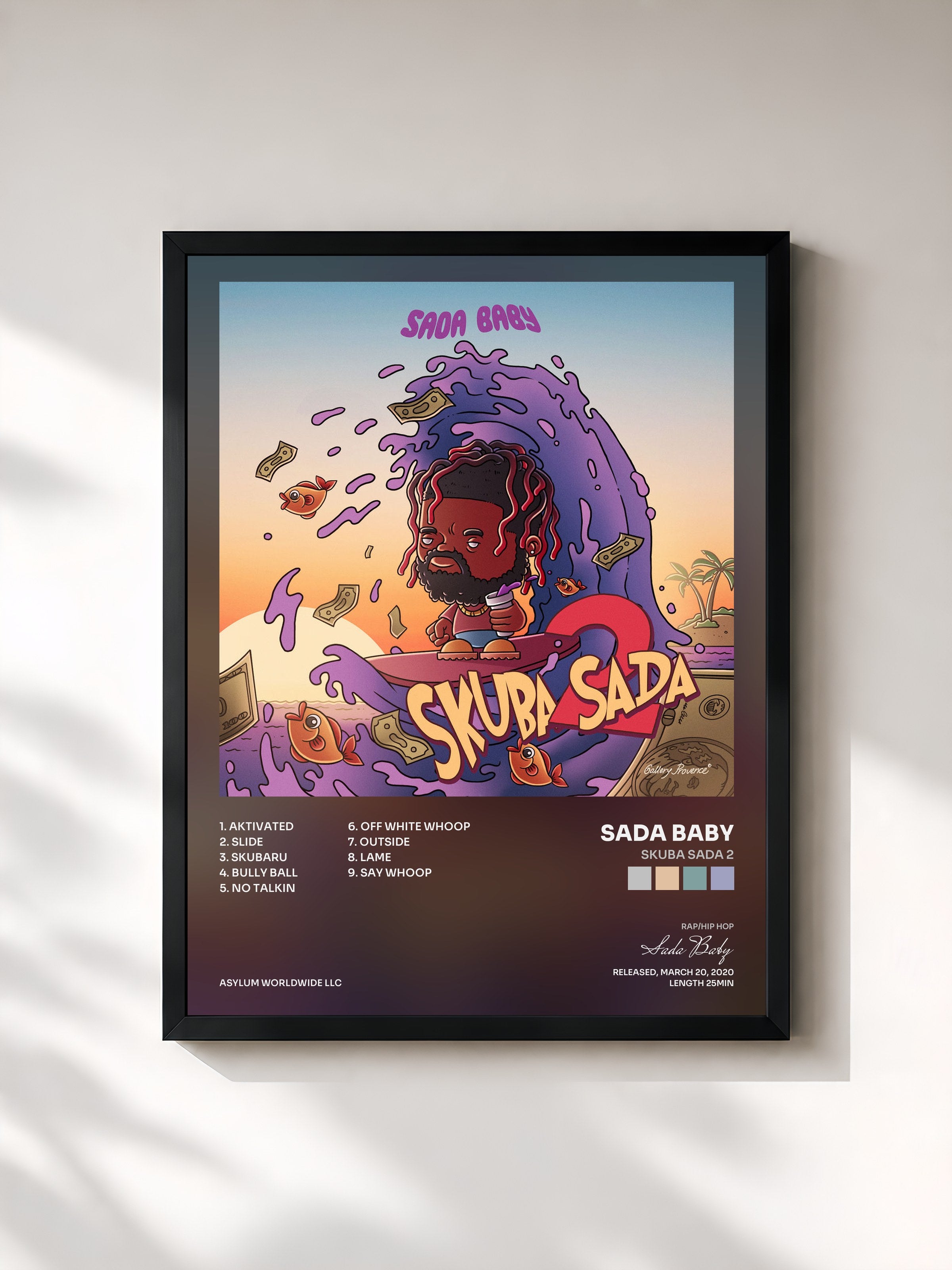 #noir Tableau de l'album Skuba Sada 2 de Sada Baby, cadre noir, imprimé et encadré en France