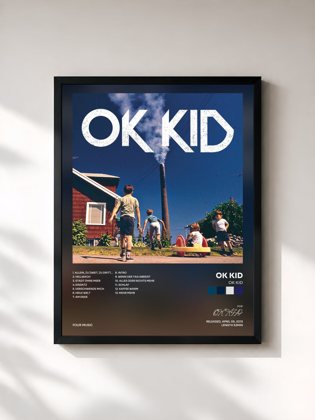 #noir Tableau de l'album OK KID de OK KID, cadre noir, imprimé et encadré en France