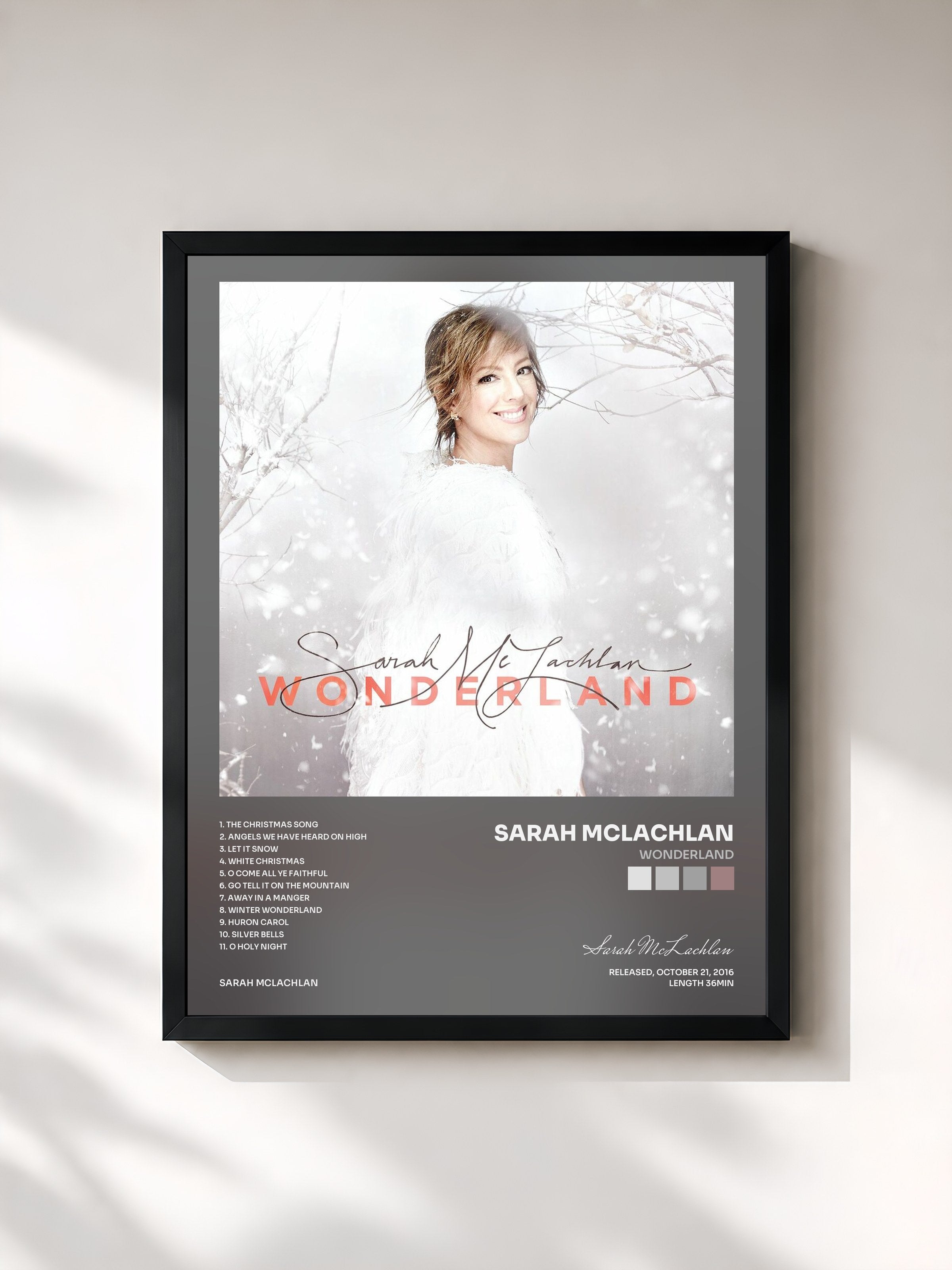 #noir Tableau de l'album Wonderland de Sarah McLachlan, cadre noir, imprimé et encadré en France