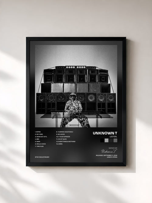 Unknown T · LISTEN. — Affiche encadrée
