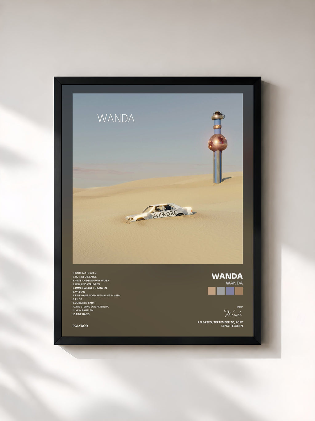 #noir Tableau de l'album Wanda de Wanda, cadre noir, imprimé et encadré en France