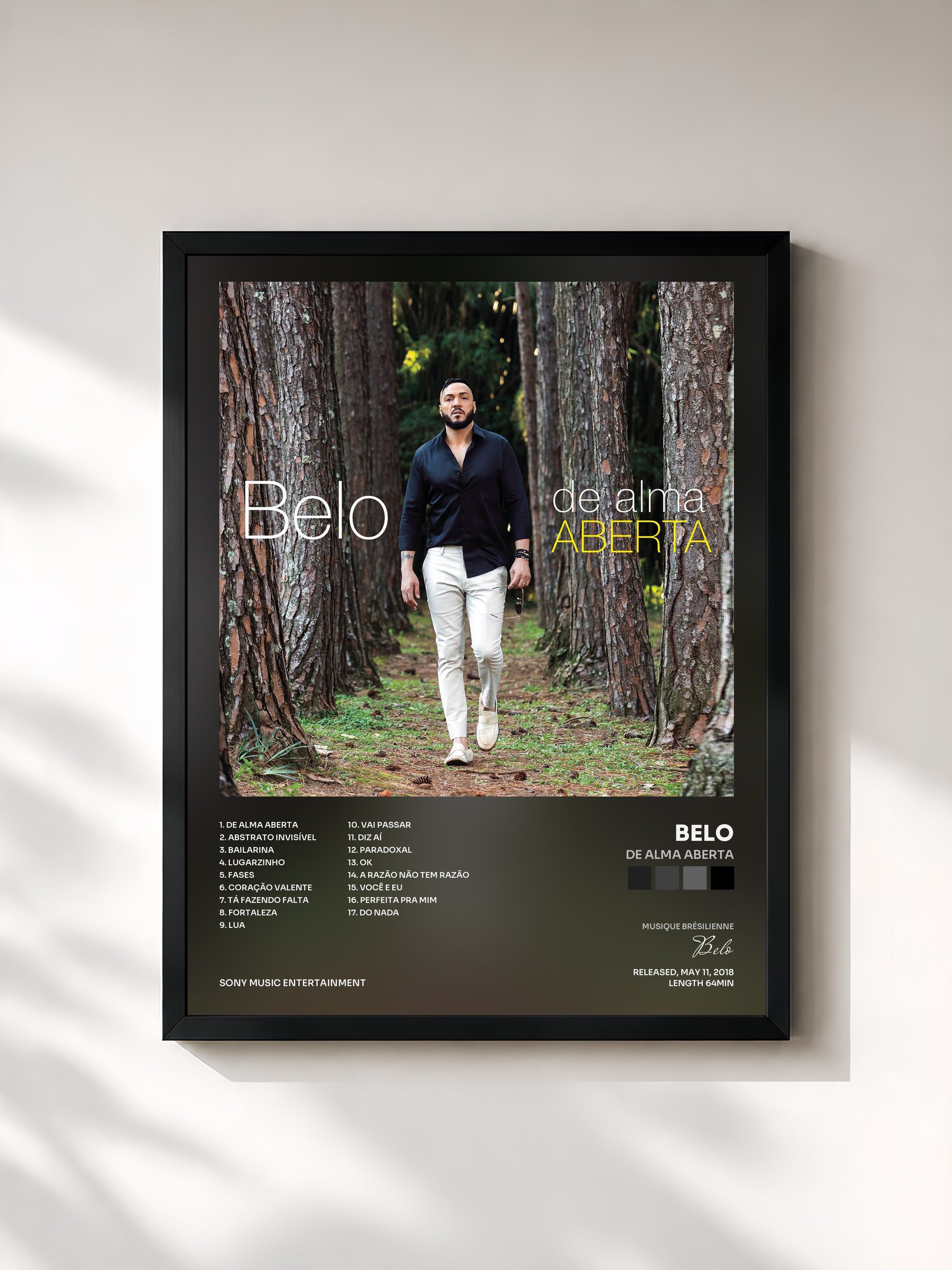 #noir Tableau de l'album De Alma Aberta de Belo, cadre noir, imprimé et encadré en France