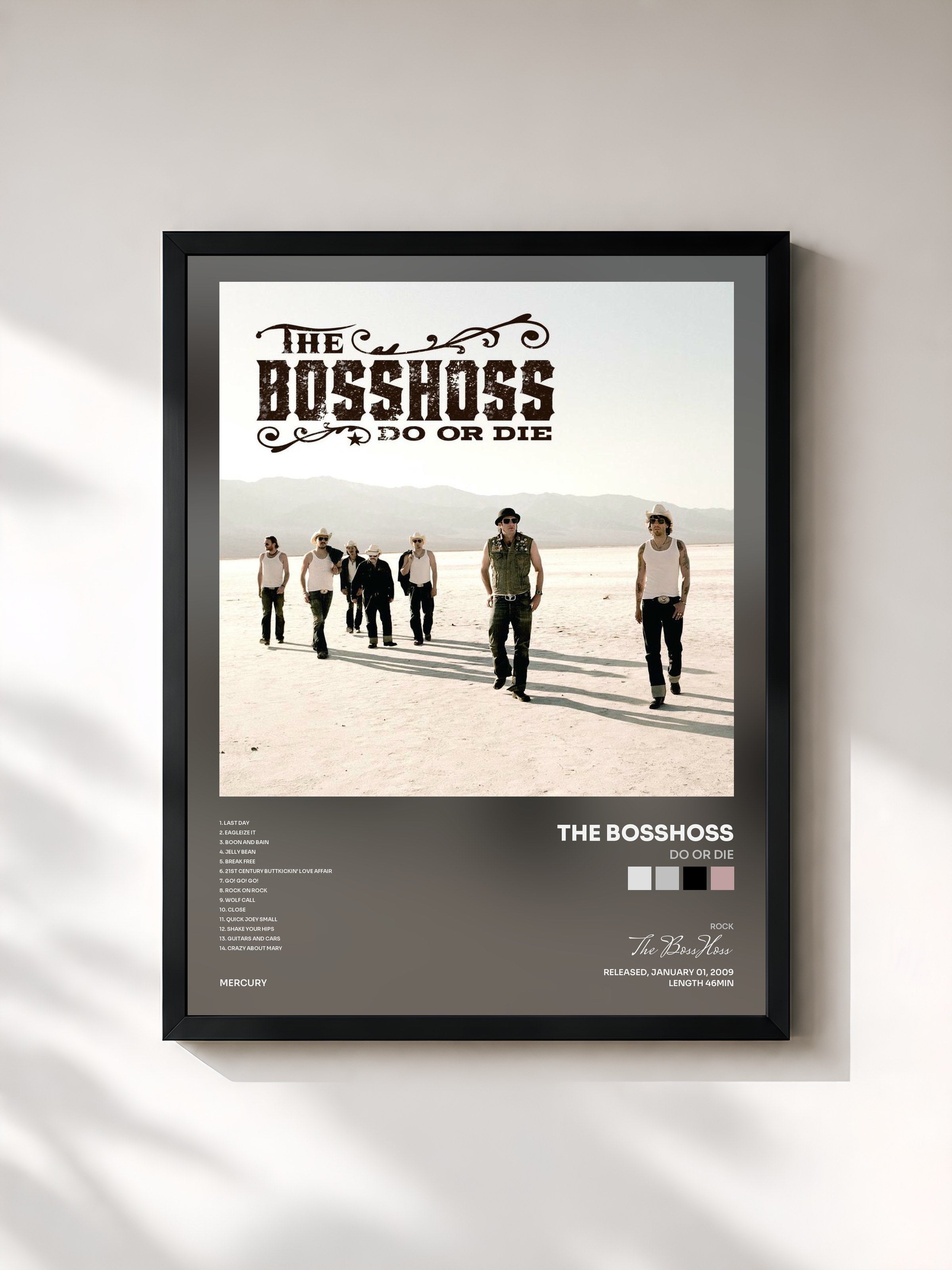 #noir Tableau de l'album Do Or Die de The BossHoss, cadre noir, imprimé et encadré en France