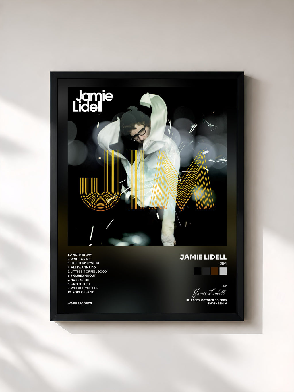 #noir Tableau de l'album Jim de Jamie Lidell, cadre noir, imprimé et encadré en France