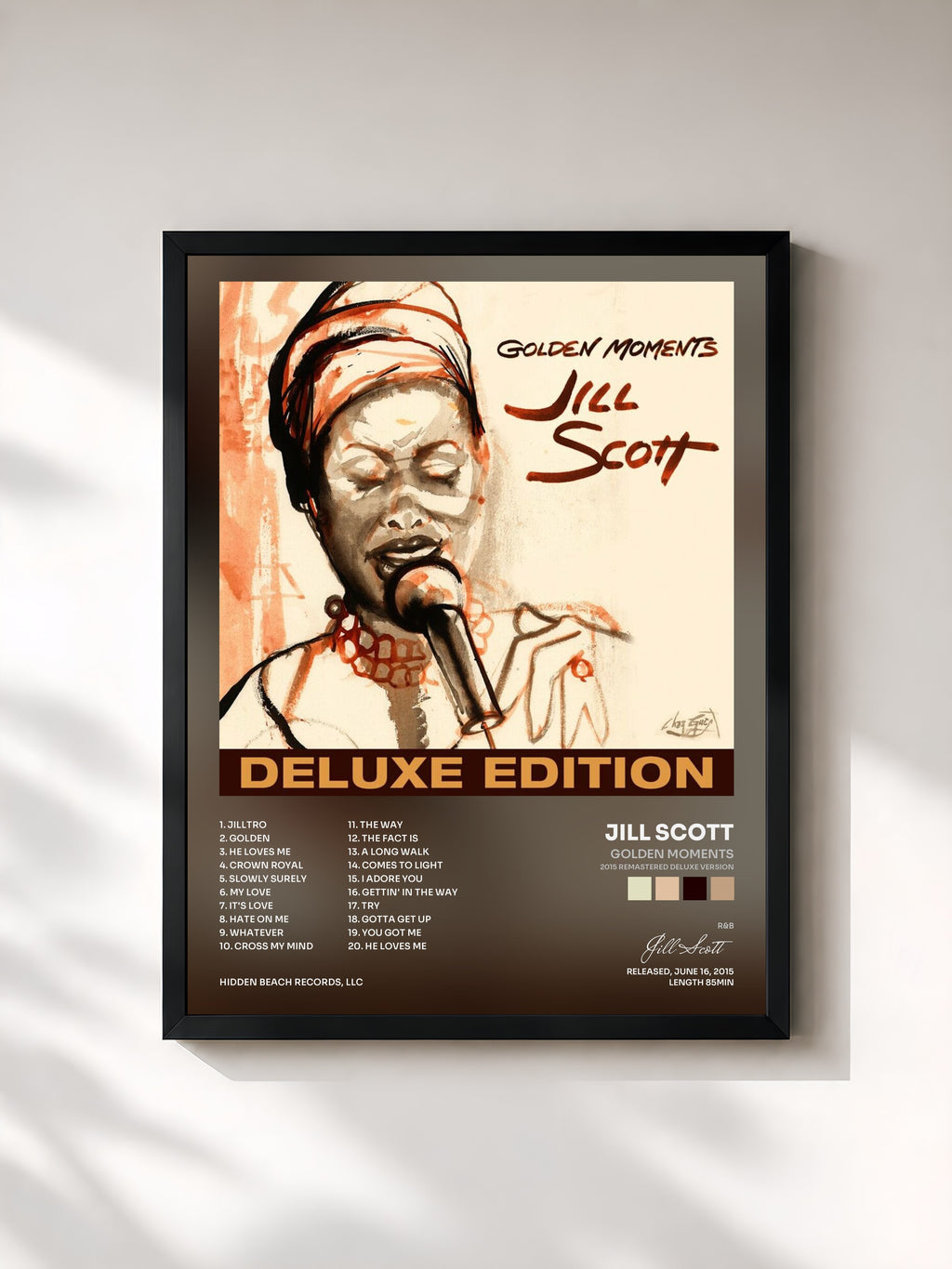 #noir Golden Moments (2015 Remastered Deluxe Version) von Jill Scott als gerahmter Kunstdruck, schwarzer Rahmen, gedruckt und gerahmt in Frankreich