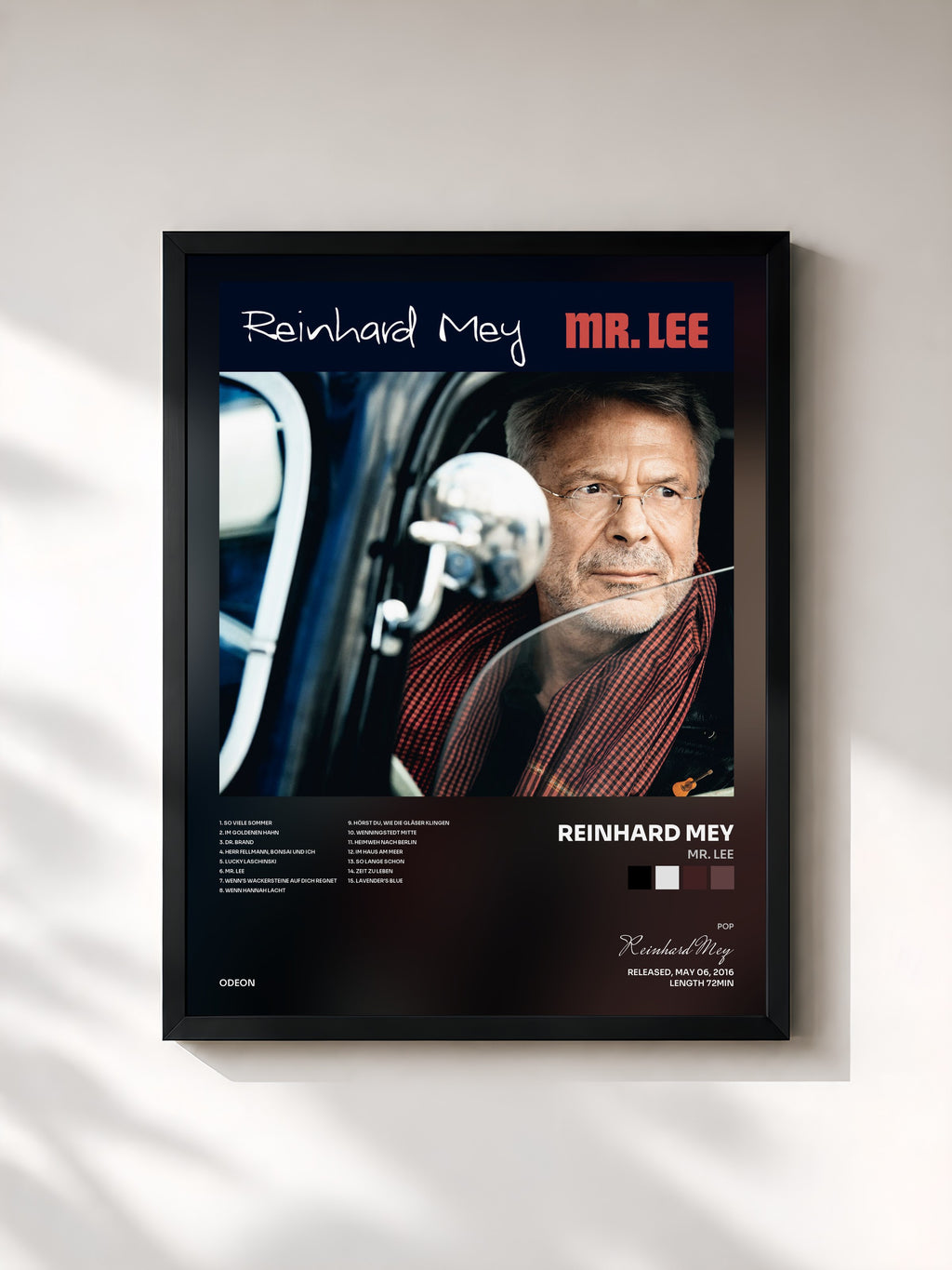 #noir Tableau de l'album Mr. Lee de Reinhard Mey, cadre noir, imprimé et encadré en France