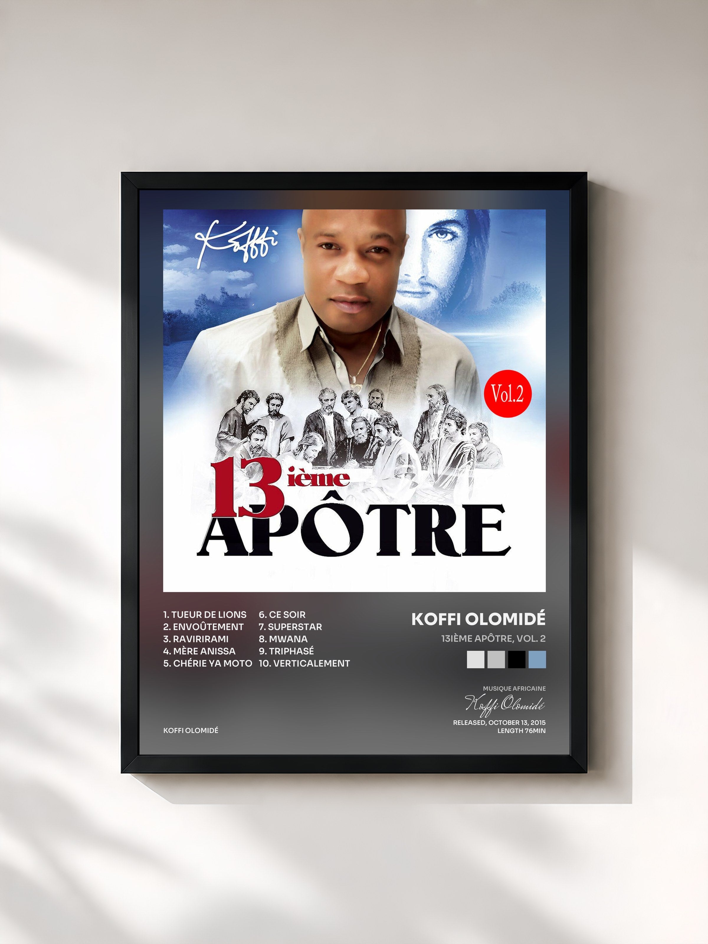 #noir Tableau de l'album 13ième apôtre, Vol. 2 de Koffi Olomidé, cadre noir, imprimé et encadré en France