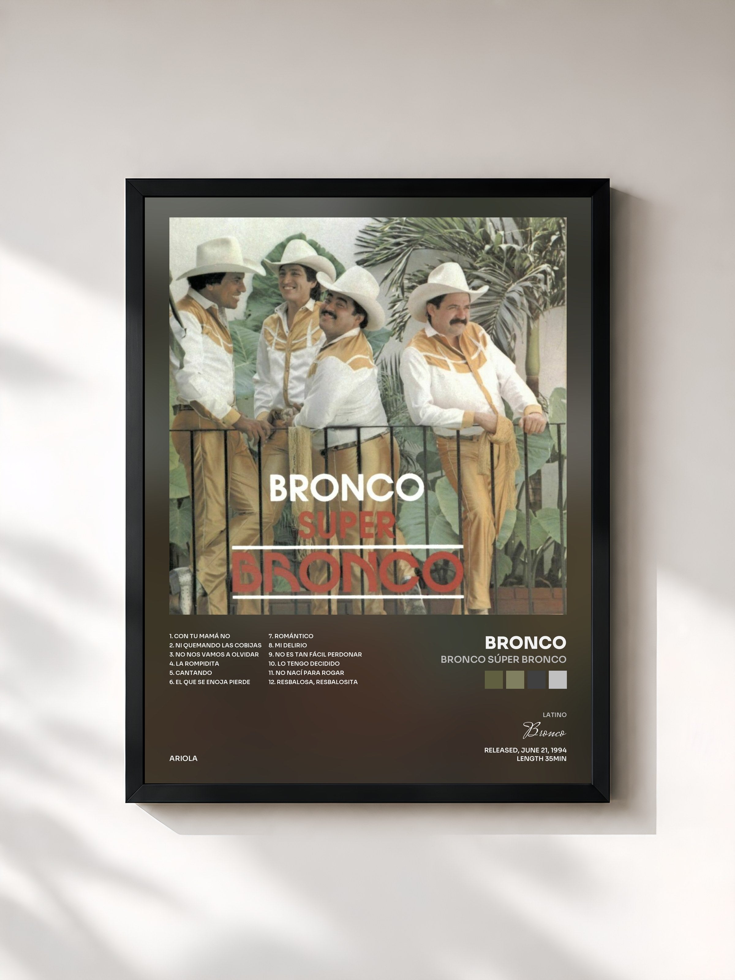#noir Tableau de l'album Bronco Súper Bronco de Bronco, cadre noir, imprimé et encadré en France