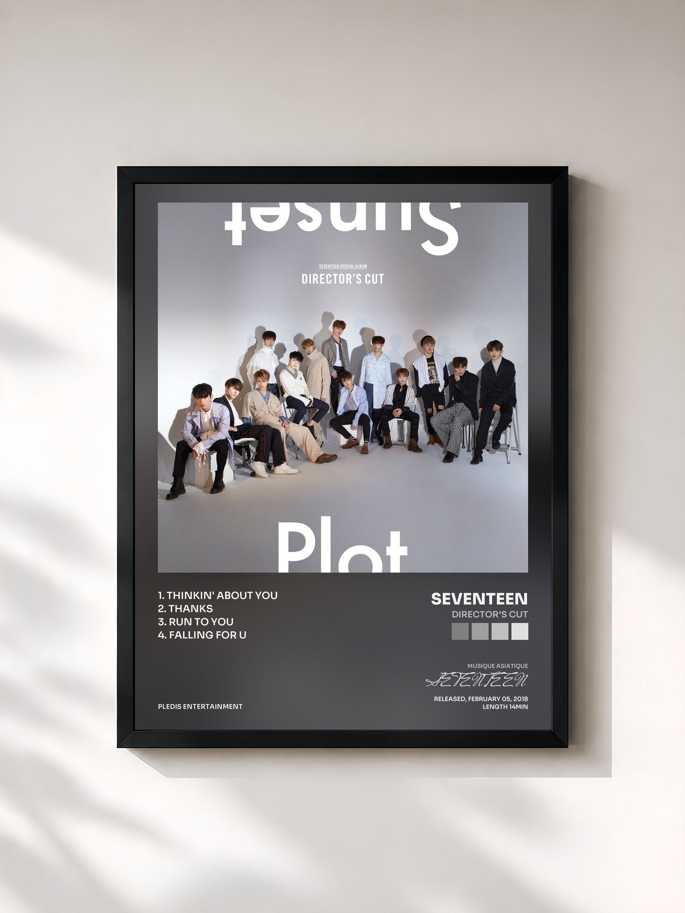 #noir Tableau de l'album DIRECTOR'S CUT de SEVENTEEN, cadre noir, imprimé et encadré en France