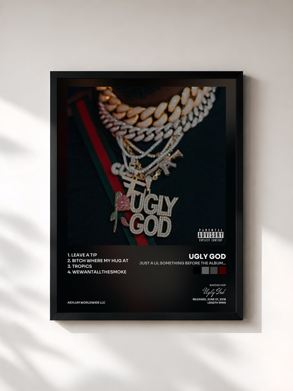 #noir Tableau de l'album just a lil something before the album... de Ugly God, cadre noir, imprimé et encadré en France