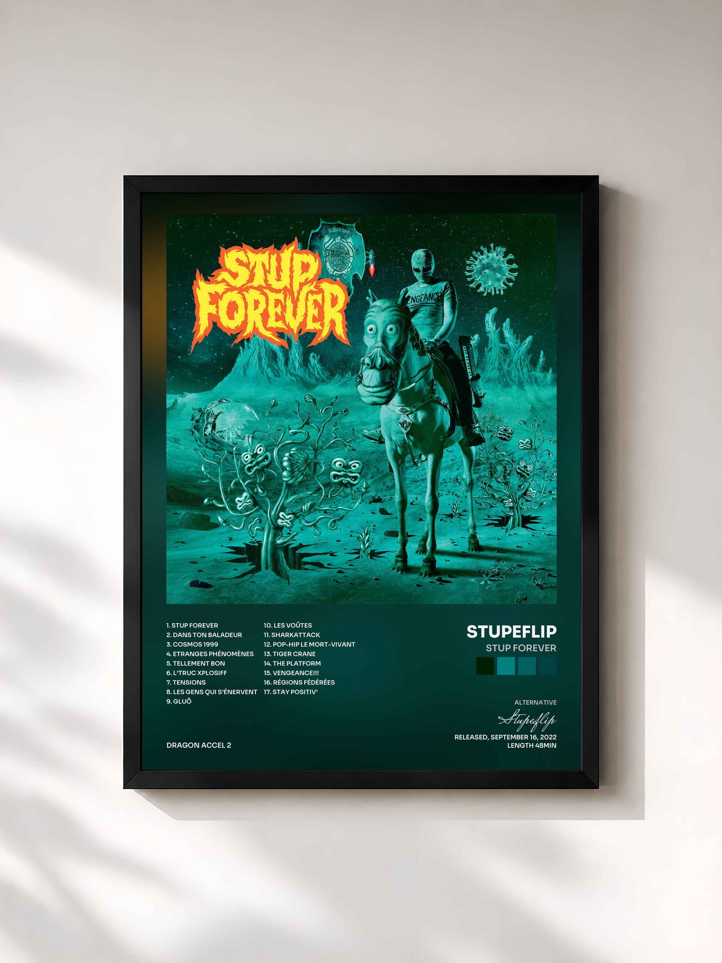 #noir Tableau de l'album Stup Forever de Stupeflip, cadre noir, imprimé et encadré en France