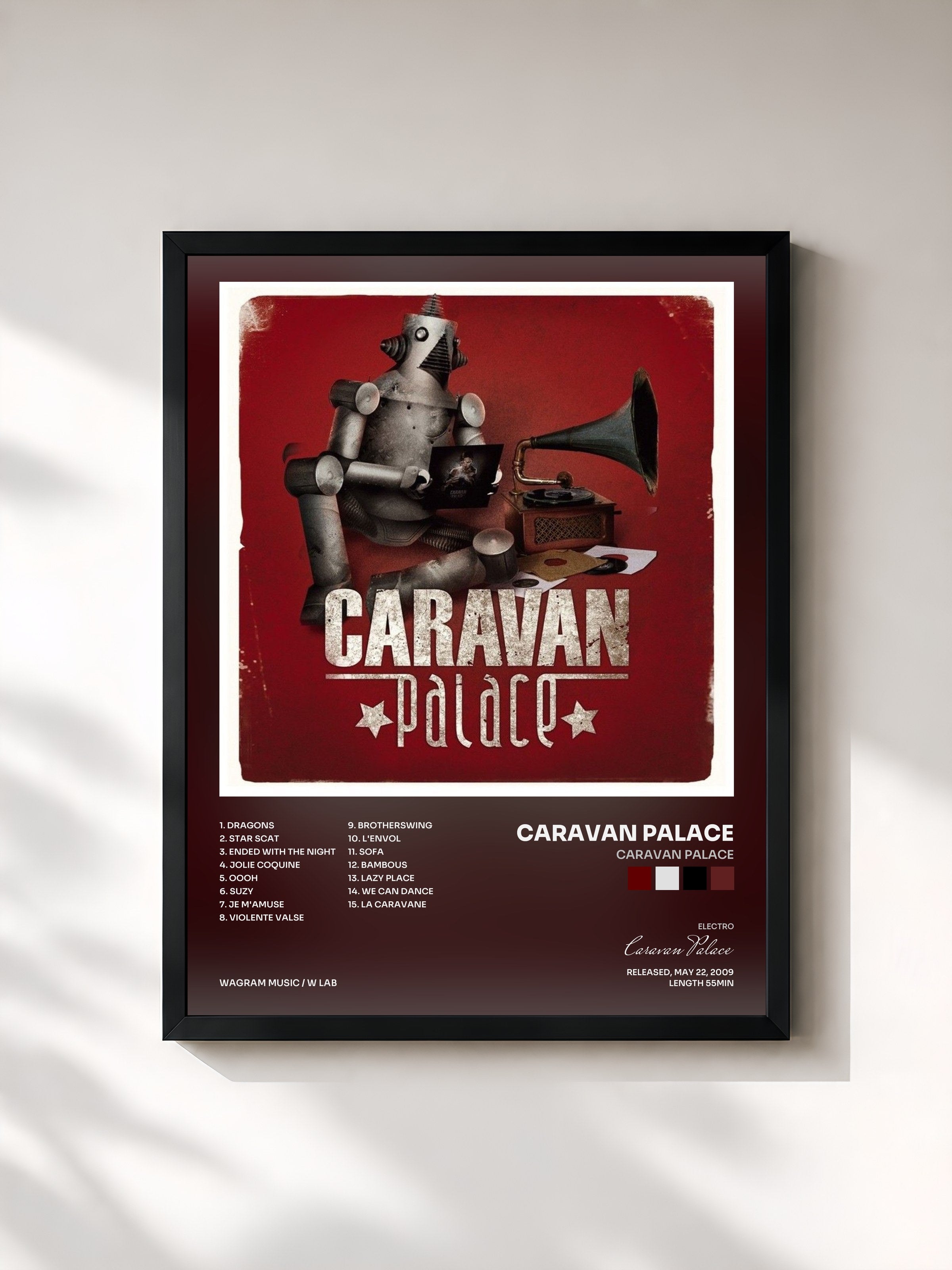 #noir Tableau de l'album Caravan Palace de Caravan Palace, cadre noir, imprimé et encadré en France