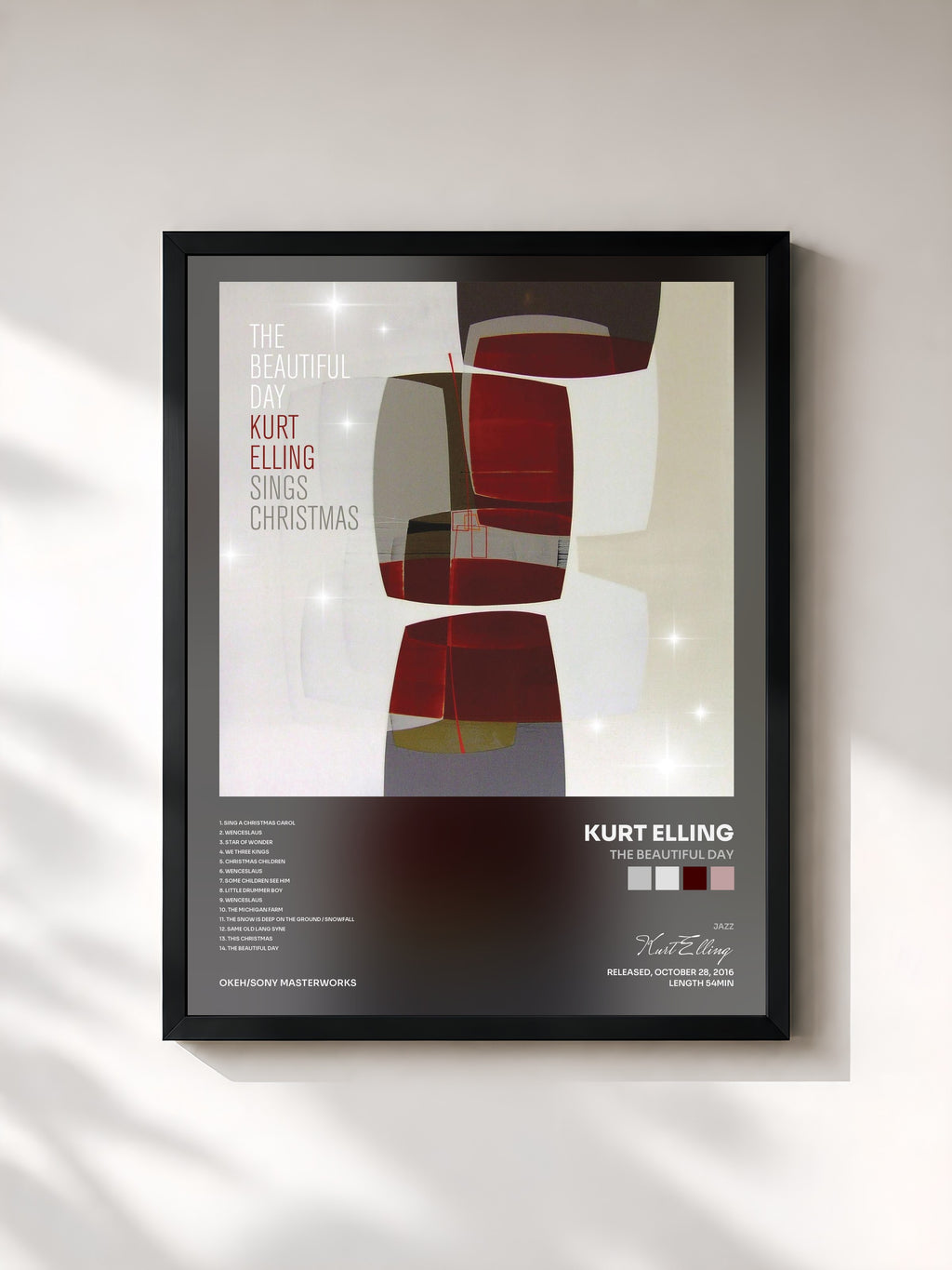 #noir Tableau de l'album The Beautiful Day de Kurt Elling, cadre noir, imprimé et encadré en France