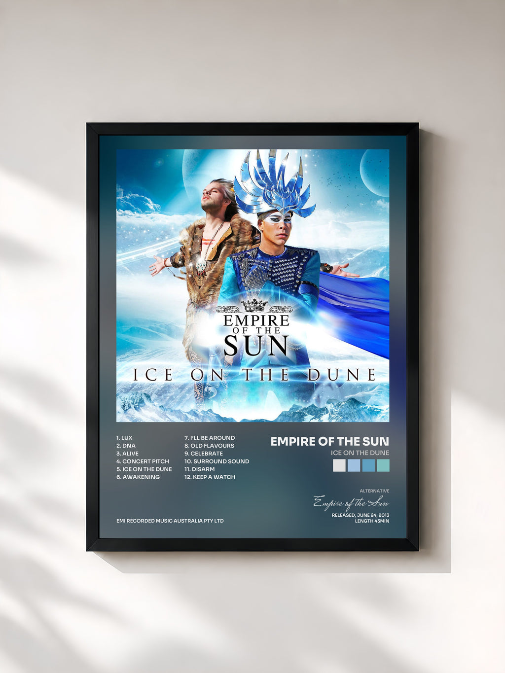 #noir Tableau de l'album Ice On The Dune de Empire of the Sun, cadre noir, imprimé et encadré en France
