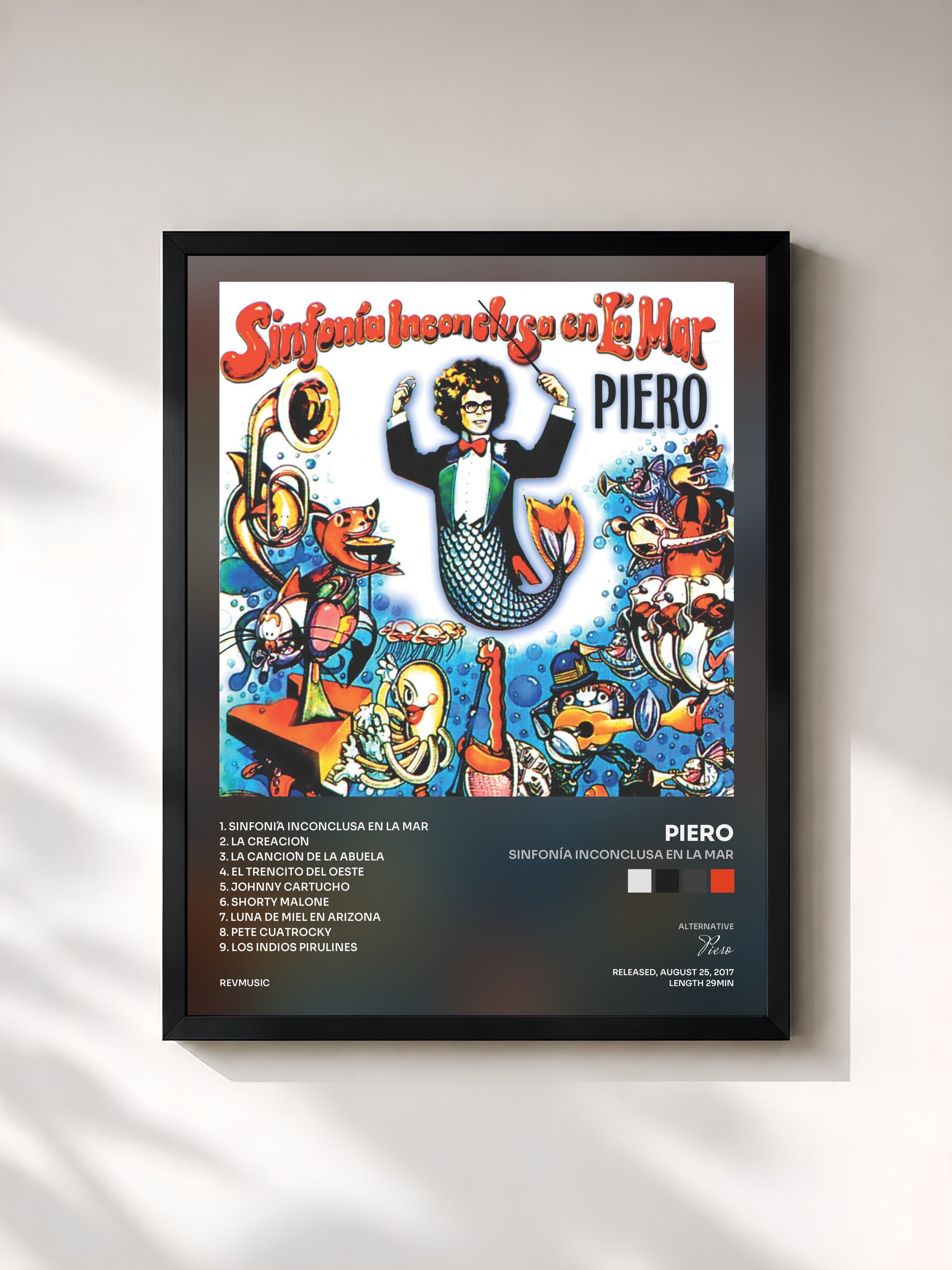 #noir Tableau de l'album Sinfonía Inconclusa En La Mar de Piero, cadre noir, imprimé et encadré en France