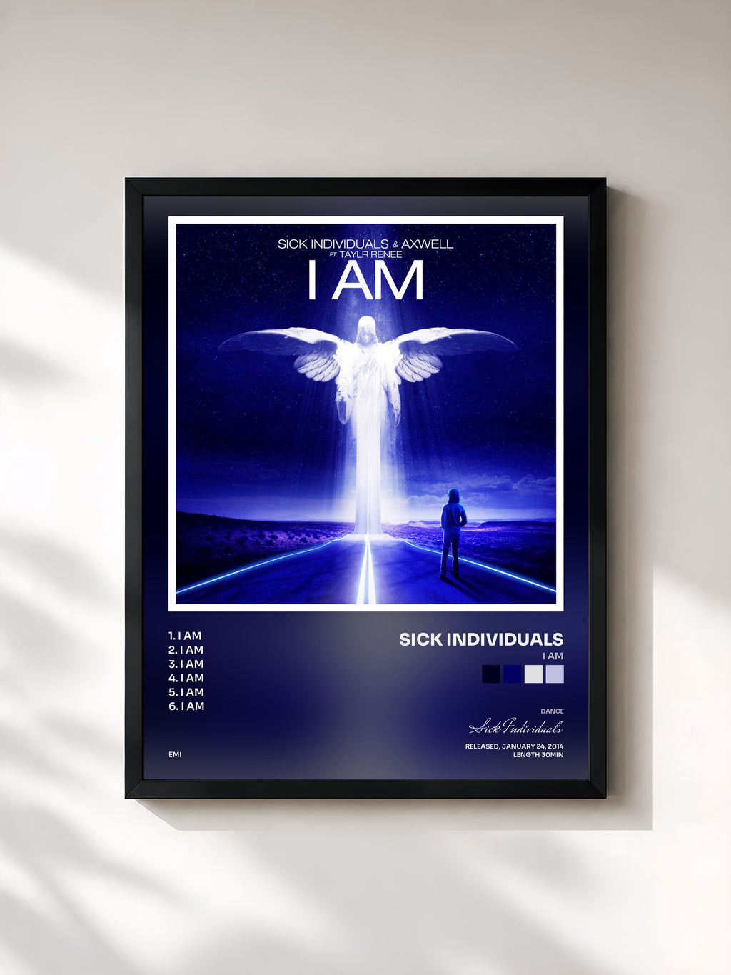 #noir Tableau de l'album I Am de Sick Individuals, cadre noir, imprimé et encadré en France